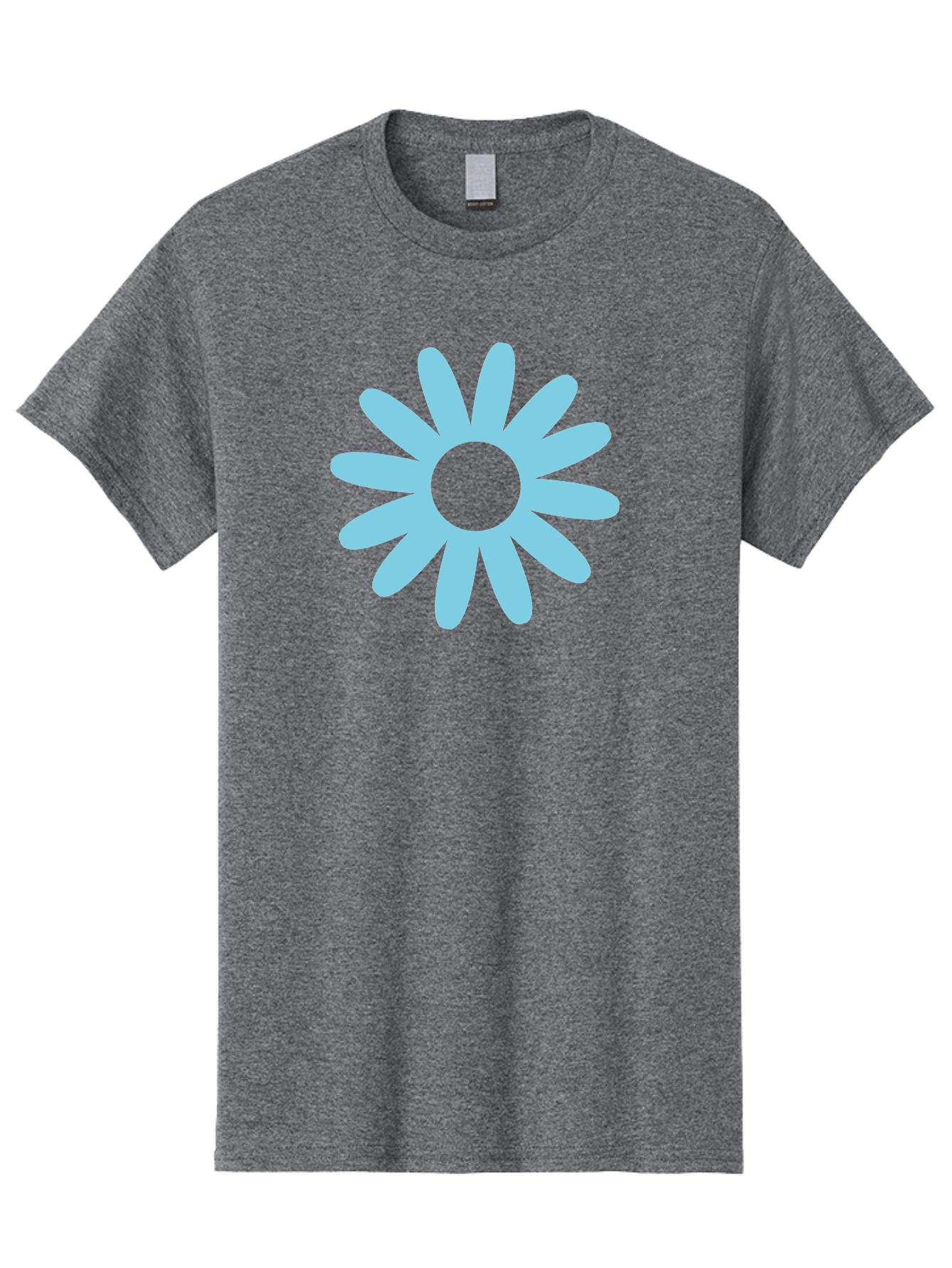 Blue-Flower Men'S Graphic Tee, 100% Cotton, Comfortable Casual Summer Wear, Machine Washable, Blue Flower, Simple Design, Minimalist Art, Floral Pattern, Light Blue Petals, Abstract Flower, Modern Graphics Aac536 3
