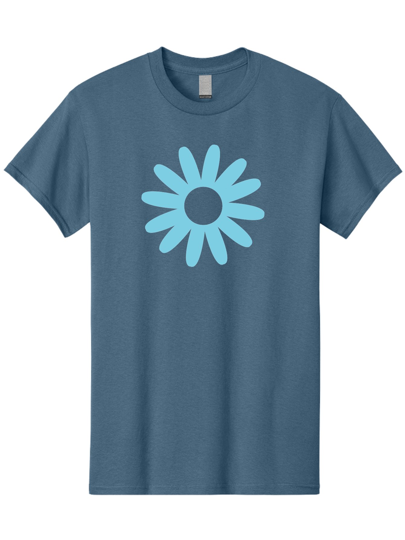 Blue-Flower Men'S Graphic Tee, 100% Cotton, Comfortable Casual Summer Wear, Machine Washable, Blue Flower, Simple Design, Minimalist Art, Floral Pattern, Light Blue Petals, Abstract Flower, Modern Graphics Aac536 15
