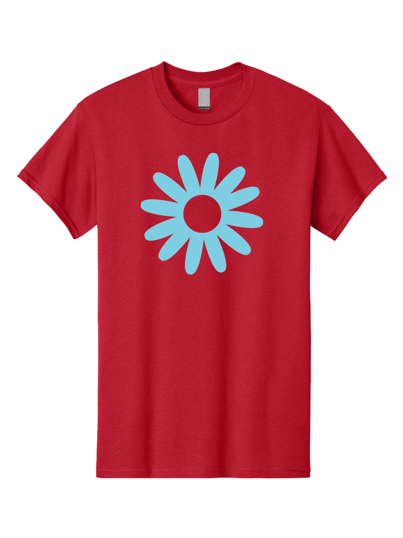 Blue-Flower Men'S Graphic Tee, 100% Cotton, Comfortable Casual Summer Wear, Machine Washable, Blue Flower, Simple Design, Minimalist Art, Floral Pattern, Light Blue Petals, Abstract Flower, Modern Graphics Aac536 13