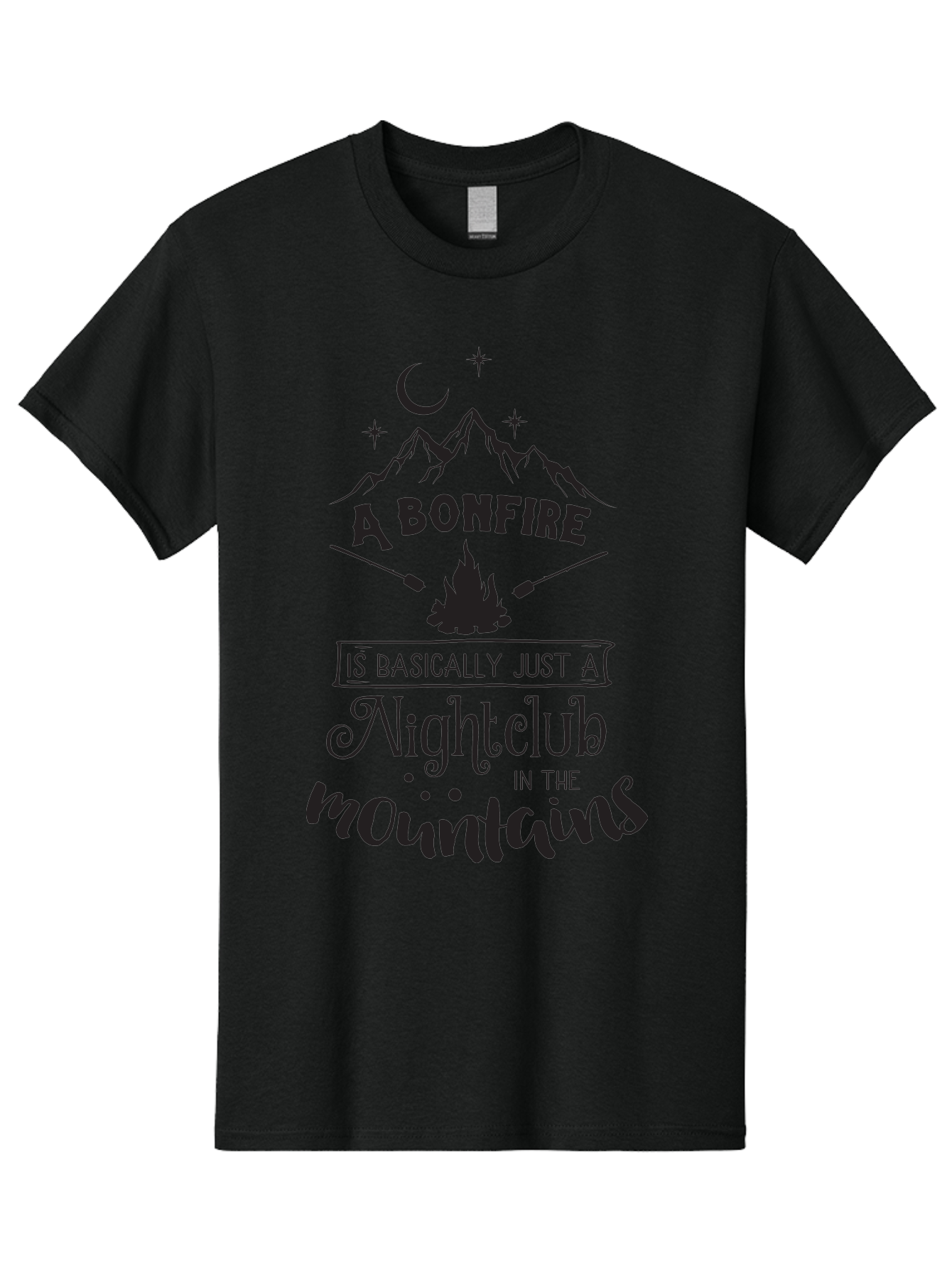 Bonfire-Nightclub Men'S Graphic Tee, 100% Cotton, Comfortable Casual Summer Wear, Machine Washable, Bonfire In The Mountains, Nightclub Atmosphere, Camping Vibes, Outdoor Adventures, Wilderness Getaway, Moonlit Nights, Starry Skies, Aac537 23