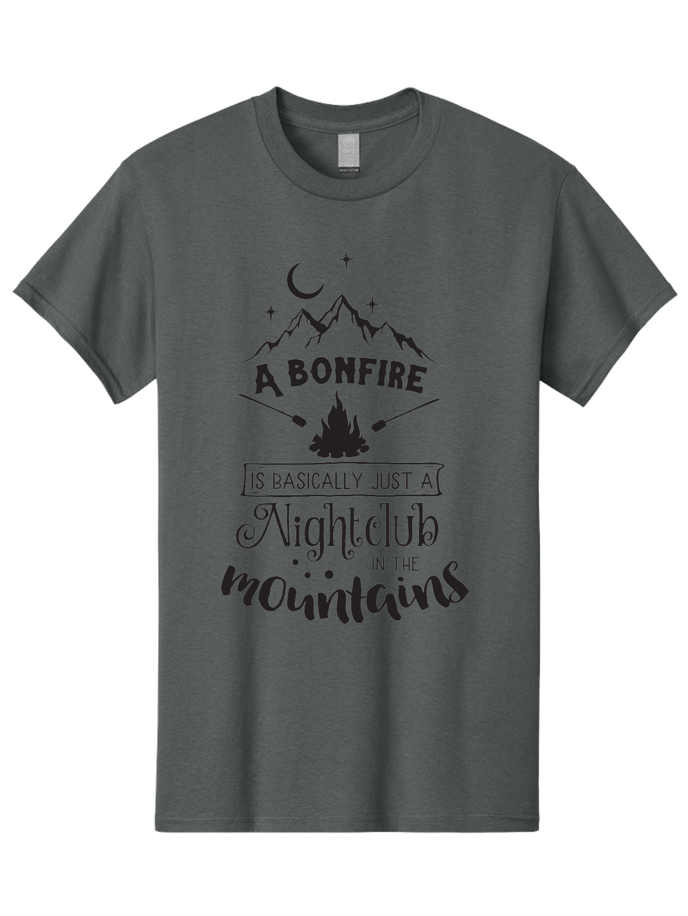 Bonfire-Nightclub Men'S Graphic Tee, 100% Cotton, Comfortable Casual Summer Wear, Machine Washable, Bonfire In The Mountains, Nightclub Atmosphere, Camping Vibes, Outdoor Adventures, Wilderness Getaway, Moonlit Nights, Starry Skies, Aac537 25