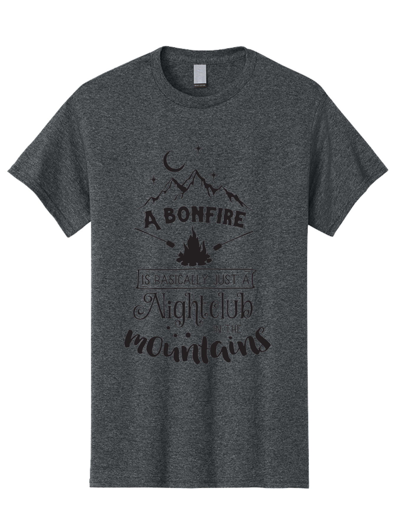 Bonfire-Nightclub Men'S Graphic Tee, 100% Cotton, Comfortable Casual Summer Wear, Machine Washable, Bonfire In The Mountains, Nightclub Atmosphere, Camping Vibes, Outdoor Adventures, Wilderness Getaway, Moonlit Nights, Starry Skies, Aac537 7