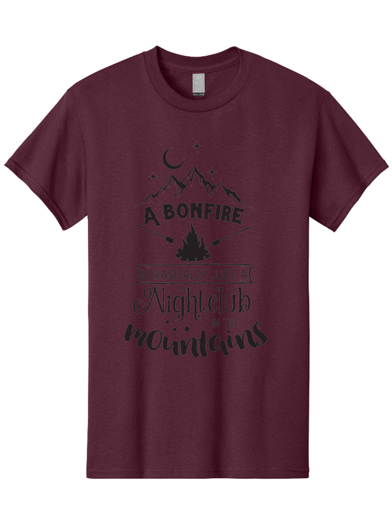 Bonfire-Nightclub Men'S Graphic Tee, 100% Cotton, Comfortable Casual Summer Wear, Machine Washable, Bonfire In The Mountains, Nightclub Atmosphere, Camping Vibes, Outdoor Adventures, Wilderness Getaway, Moonlit Nights, Starry Skies, Aac537 27