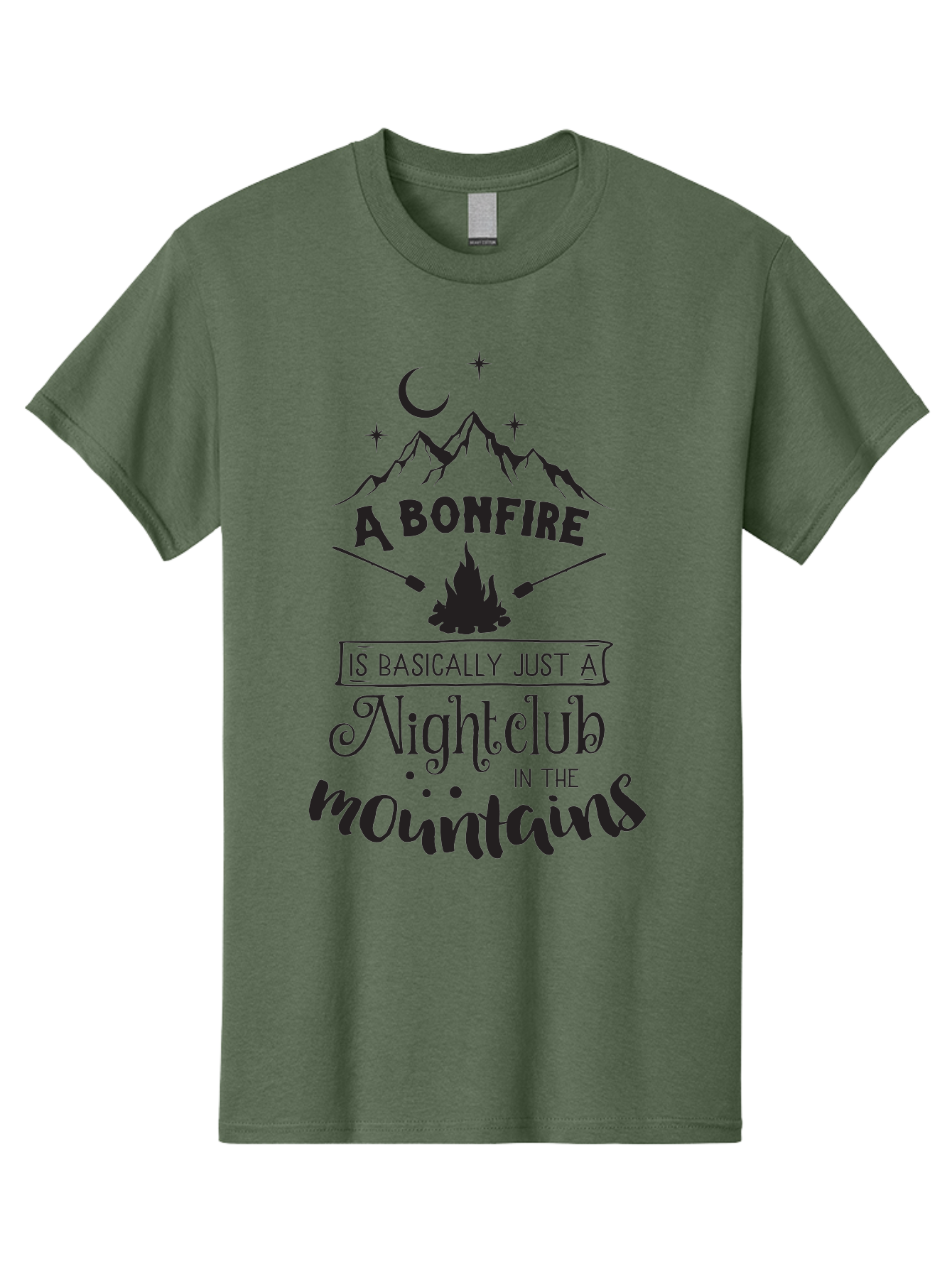 Bonfire-Nightclub Men'S Graphic Tee, 100% Cotton, Comfortable Casual Summer Wear, Machine Washable, Bonfire In The Mountains, Nightclub Atmosphere, Camping Vibes, Outdoor Adventures, Wilderness Getaway, Moonlit Nights, Starry Skies, Aac537 29