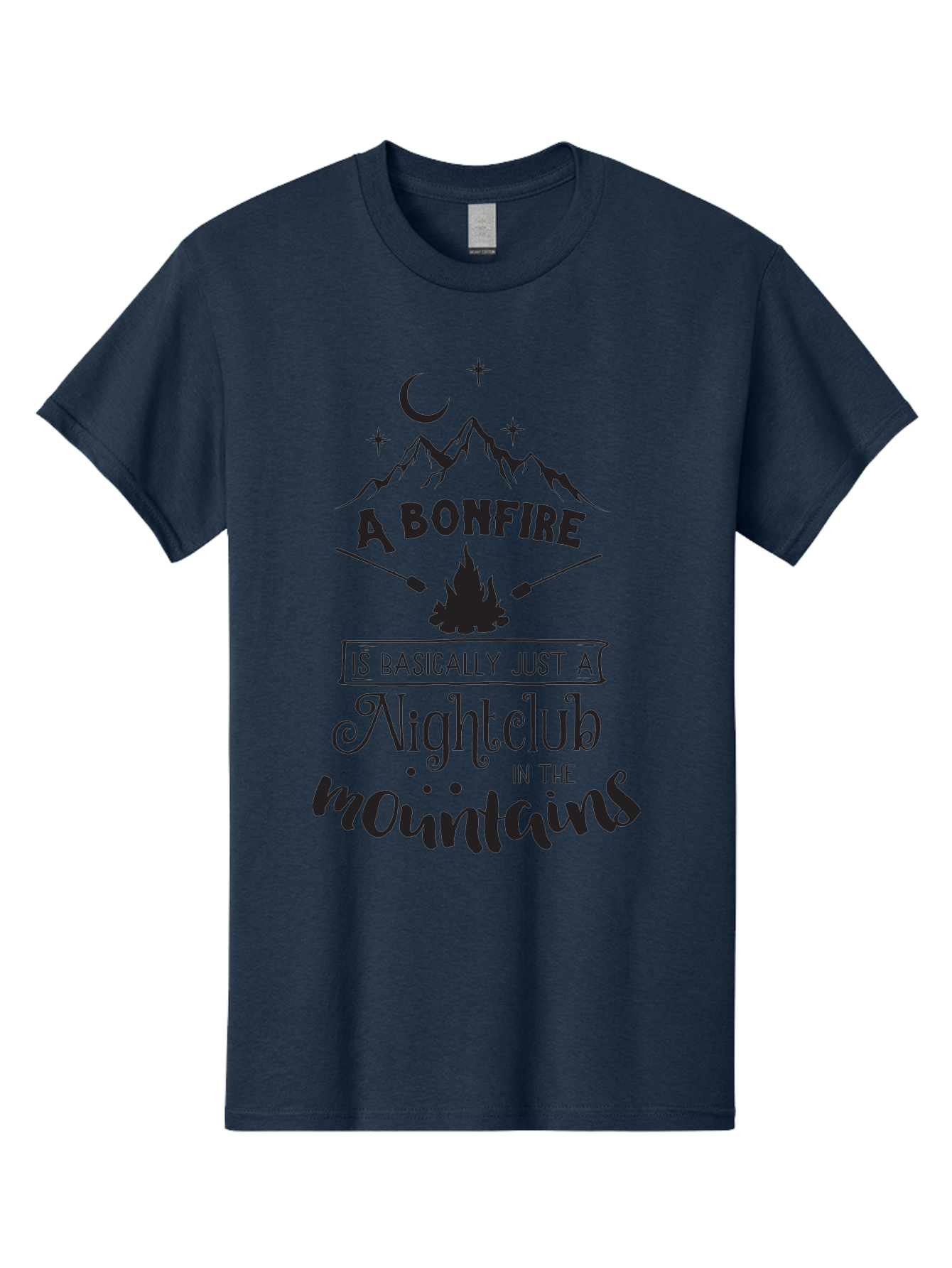 Bonfire-Nightclub Men'S Graphic Tee, 100% Cotton, Comfortable Casual Summer Wear, Machine Washable, Bonfire In The Mountains, Nightclub Atmosphere, Camping Vibes, Outdoor Adventures, Wilderness Getaway, Moonlit Nights, Starry Skies, Aac537 11