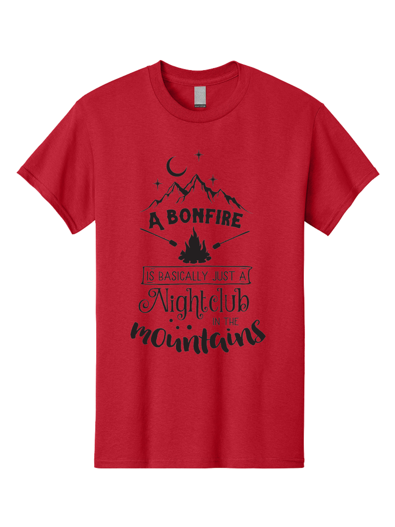 Bonfire-Nightclub Men'S Graphic Tee, 100% Cotton, Comfortable Casual Summer Wear, Machine Washable, Bonfire In The Mountains, Nightclub Atmosphere, Camping Vibes, Outdoor Adventures, Wilderness Getaway, Moonlit Nights, Starry Skies, Aac537 17