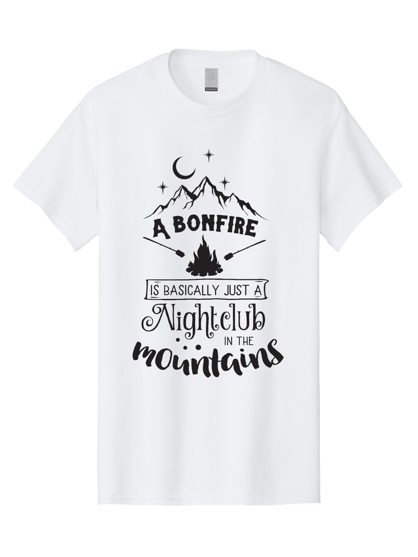 Bonfire-Nightclub Men'S Graphic Tee, 100% Cotton, Comfortable Casual Summer Wear, Machine Washable, Bonfire In The Mountains, Nightclub Atmosphere, Camping Vibes, Outdoor Adventures, Wilderness Getaway, Moonlit Nights, Starry Skies, Aac537 3