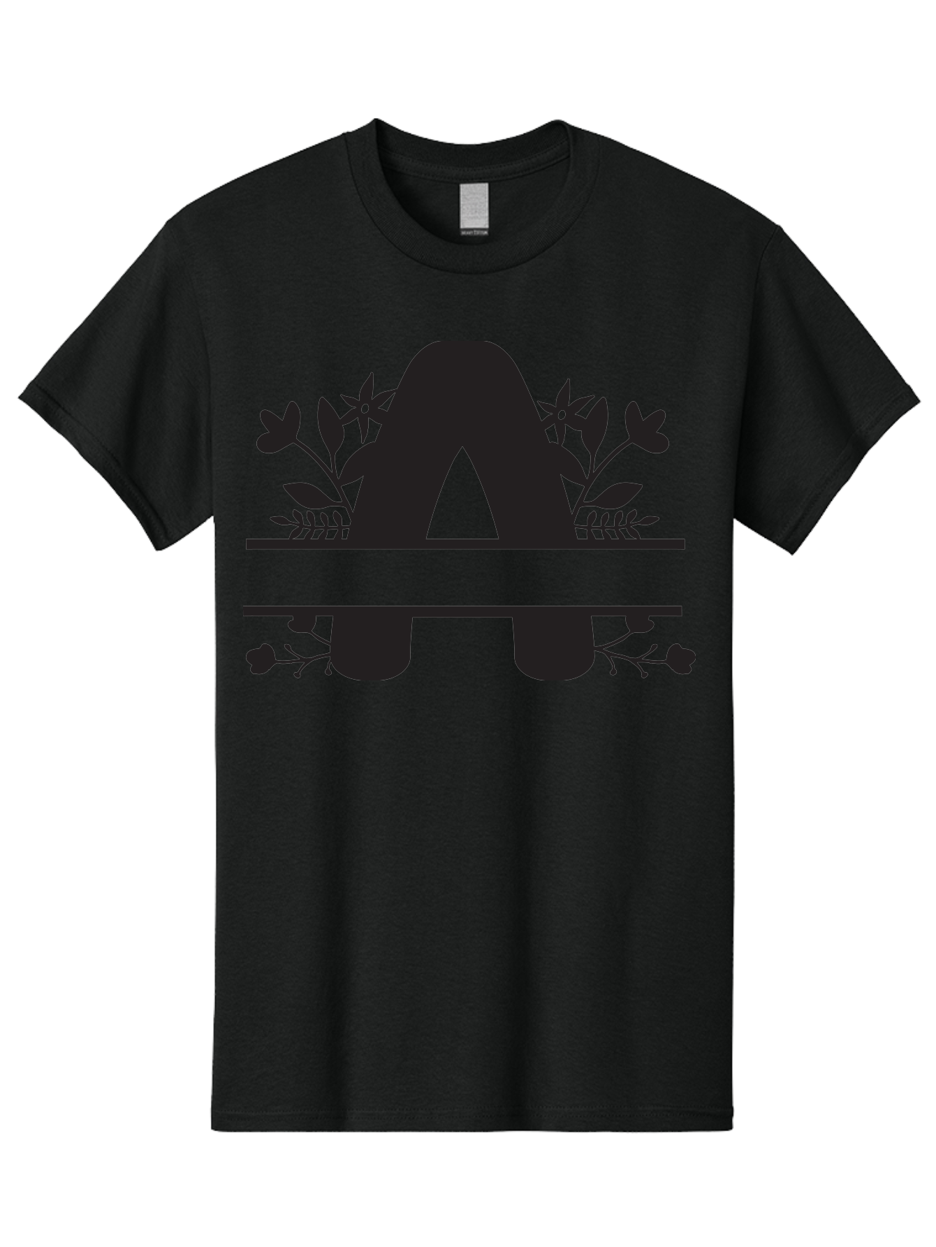 Capital-Letter-A Men'S Graphic Tee, 100% Cotton, Comfortable Casual Summer Wear, Machine Washable, Letter A, Floral Designs, Botanical Elements, Leaves, Flowers, Black Silhouette, Elegant Typography, Decorative Accents, Minimalist Style, Aac568 13