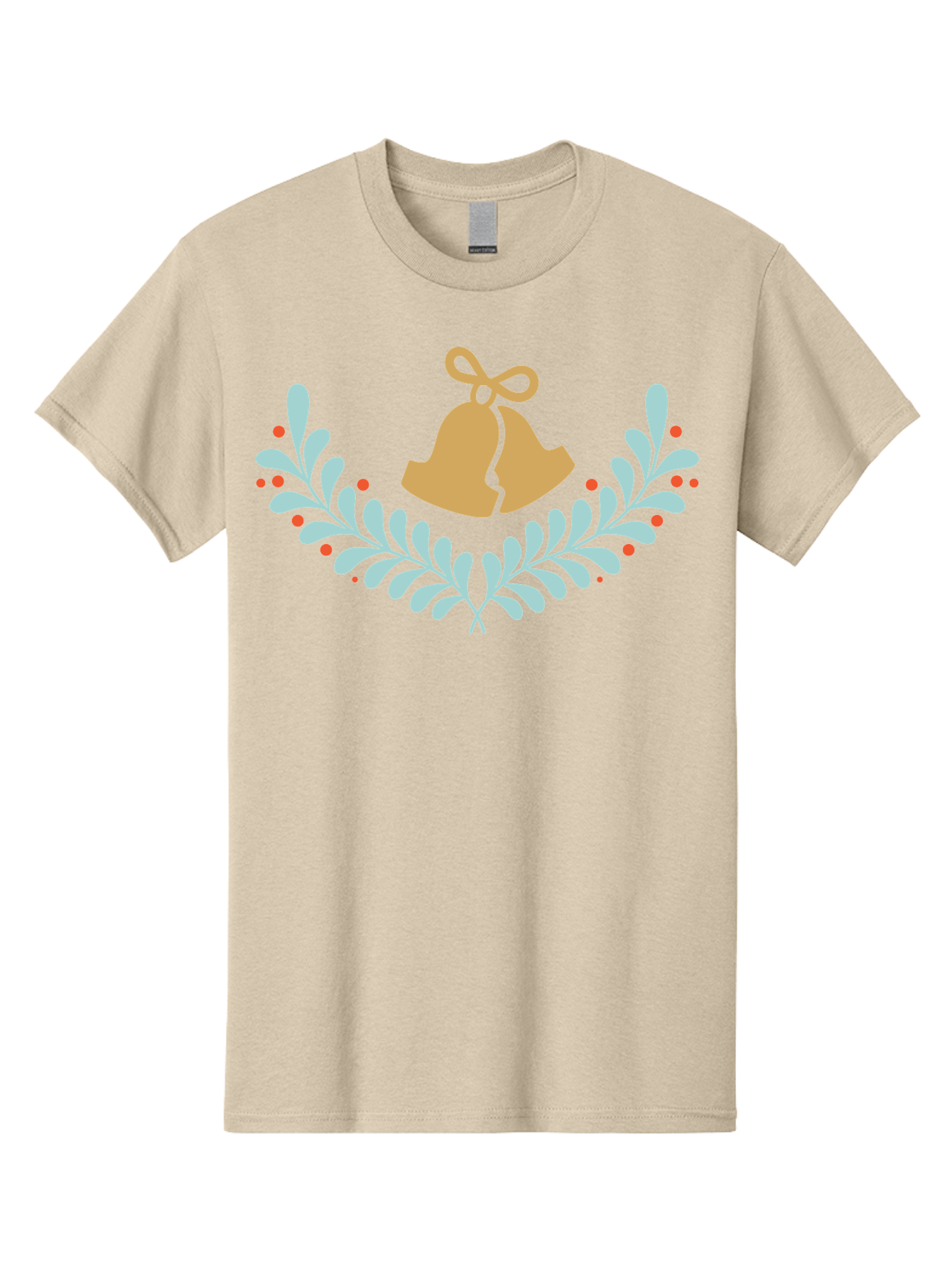 Christmas-Bells-1 Men'S Graphic Tee, 100% Cotton, Comfortable Casual Summer Wear, Machine Washable, Christmas Bells, Festive Wreath, Holiday Decorations, Orange Bells, White Leaves, Red Berries, Seasonal Decor, Winter Wonderland, Holiday Cheer Aac577 9