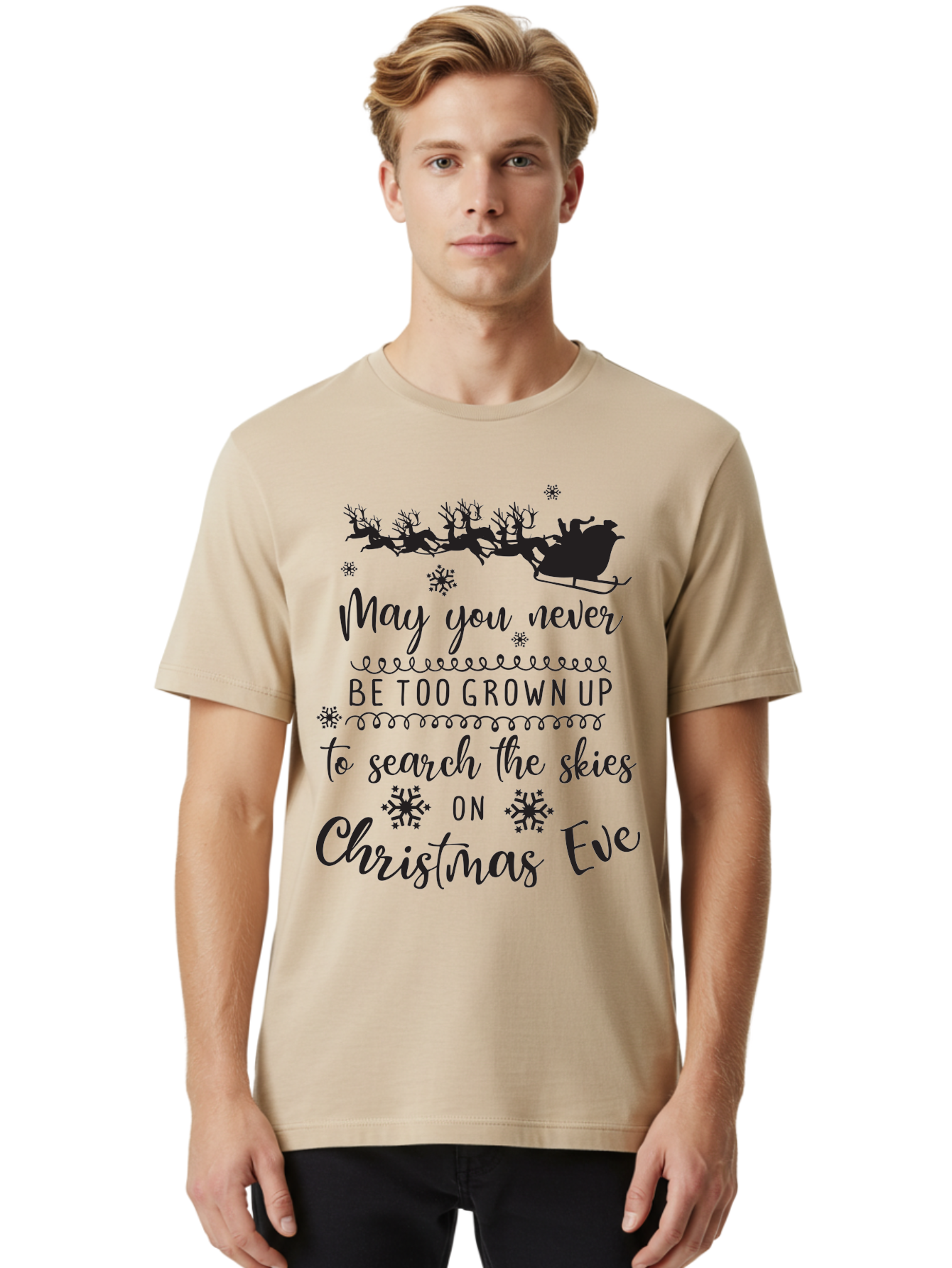 Christmas-Eve Men'S Graphic Tee, 100% Cotton, Comfortable Casual Summer Wear, Machine Washable, Christmas Eve Wish, Santa Claus, Sleigh Ride, Reindeer, Festive Quote, Holiday Magic, Winter Wonderland, Christmas Magic, Santa'S Sleigh Aac581 20