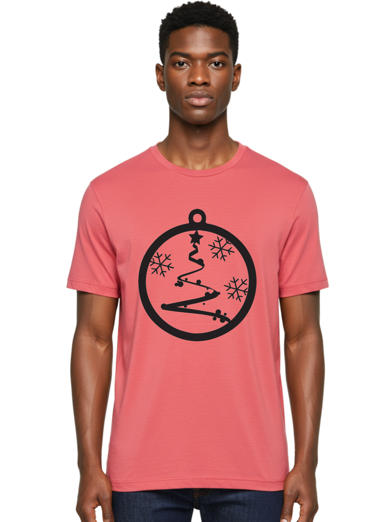 Christmas-Ornament-1 Men'S Graphic Tee, 100% Cotton, Comfortable Casual Summer Wear, Machine Washable, Christmas Tree, Snowflakes, Winter Decoration, Festive Symbol, Holiday Ornaments, Christmas Decor, Tree Silhouette, Star On Top, Aac582 20