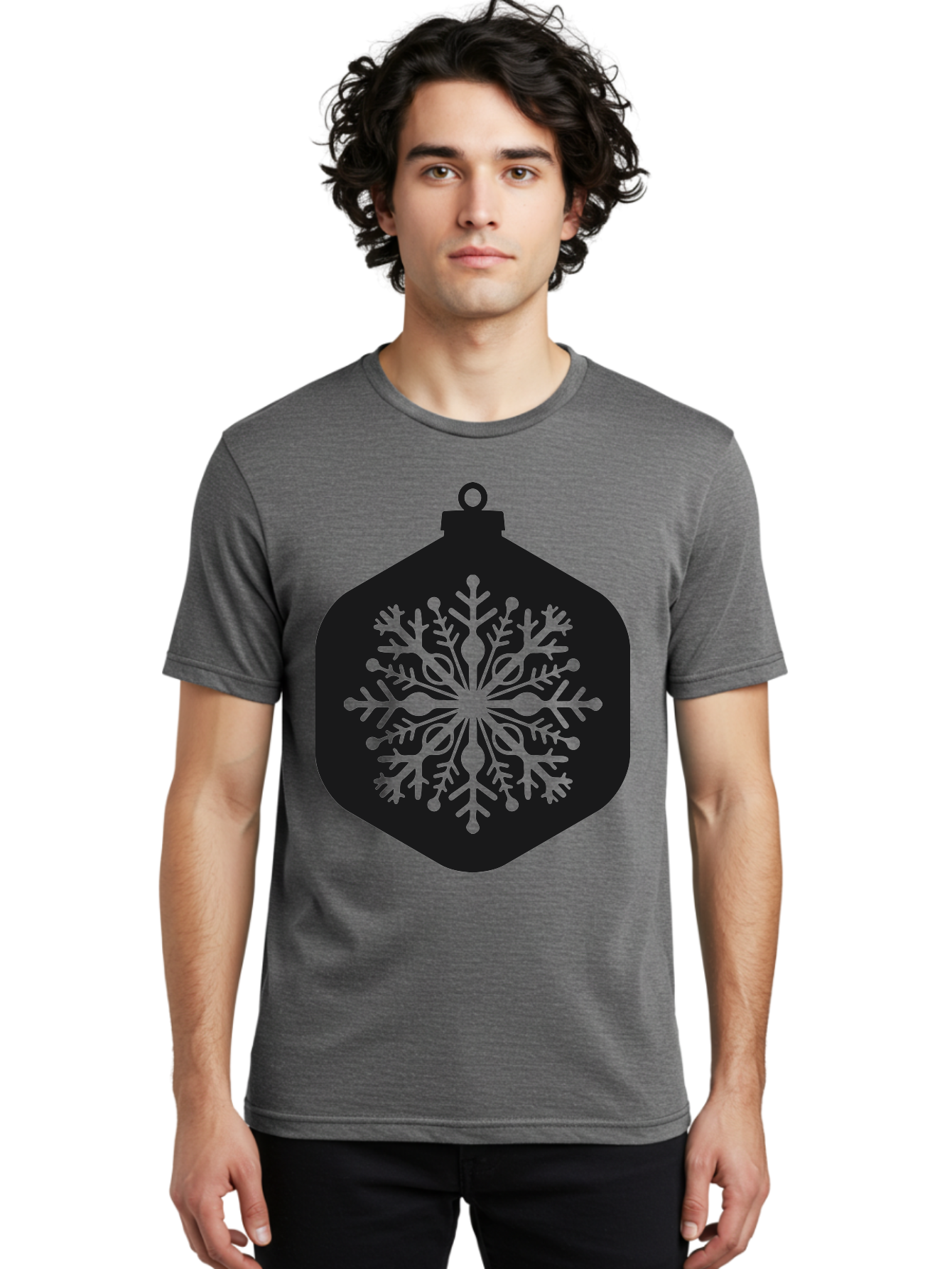 Christmas-Ornament-Snowflake Men'S Graphic Tee, 100% Cotton, Comfortable Casual Summer Wear, Machine Washable, Christmas Ornament, Snowflake Design, Festive Decor, Holiday Symbol, Winter Wonderland, Seasonal Charm, Elegant Pattern, Aac583 6
