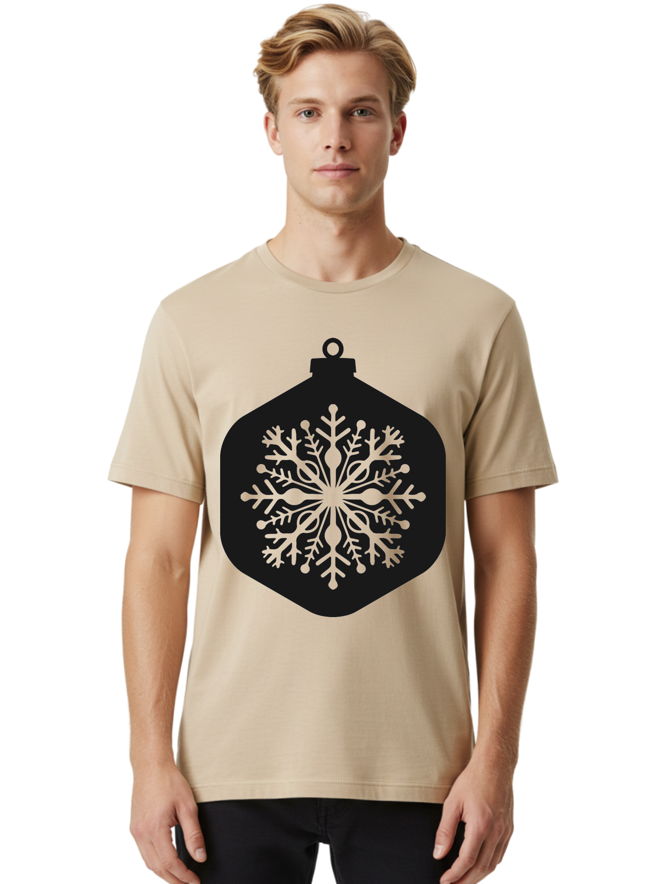 Christmas-Ornament-Snowflake Men'S Graphic Tee, 100% Cotton, Comfortable Casual Summer Wear, Machine Washable, Christmas Ornament, Snowflake Design, Festive Decor, Holiday Symbol, Winter Wonderland, Seasonal Charm, Elegant Pattern, Aac583 8