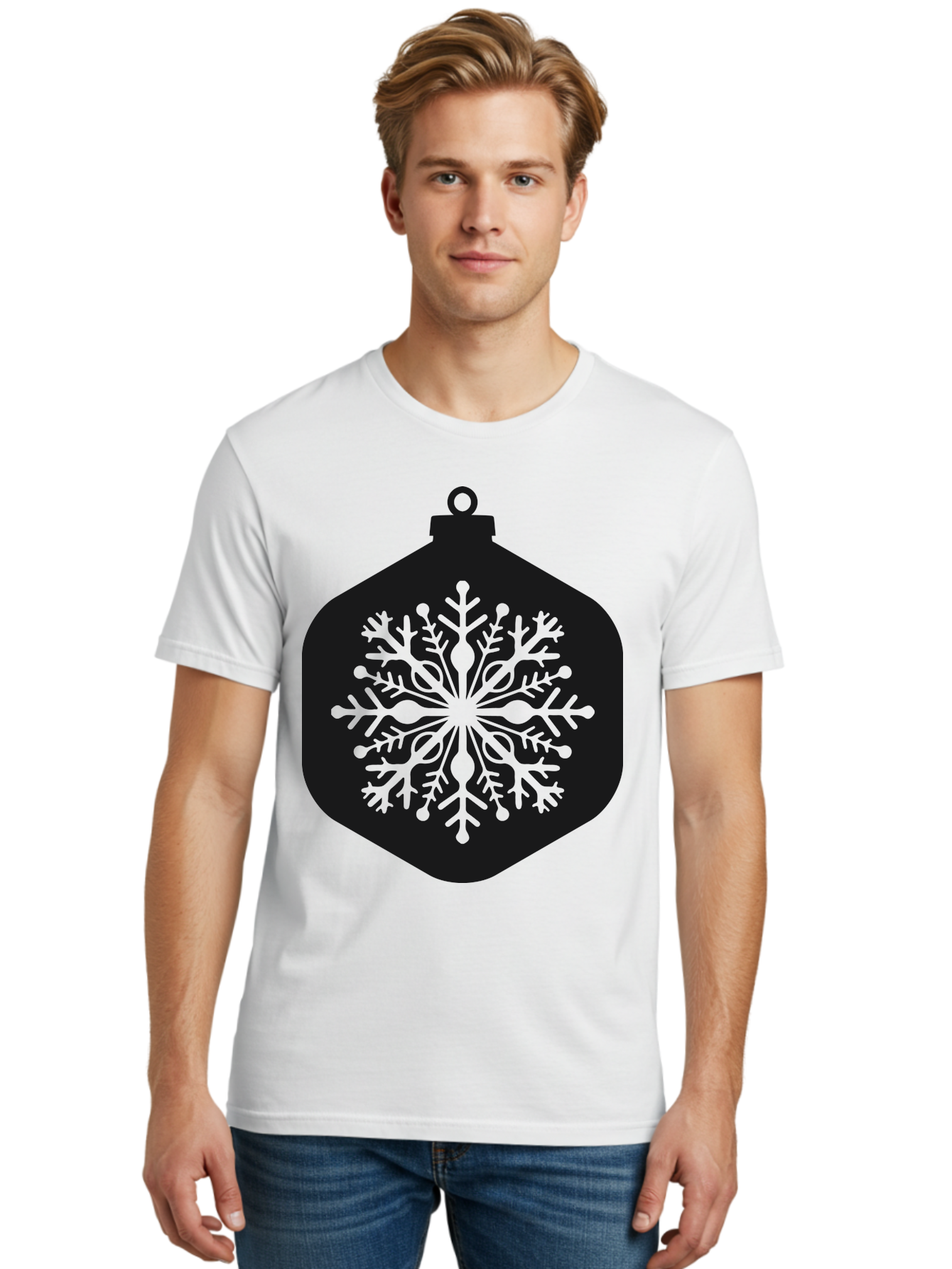 Christmas-Ornament-Snowflake Men'S Graphic Tee, 100% Cotton, Comfortable Casual Summer Wear, Machine Washable, Christmas Ornament, Snowflake Design, Festive Decor, Holiday Symbol, Winter Wonderland, Seasonal Charm, Elegant Pattern, Aac583 24