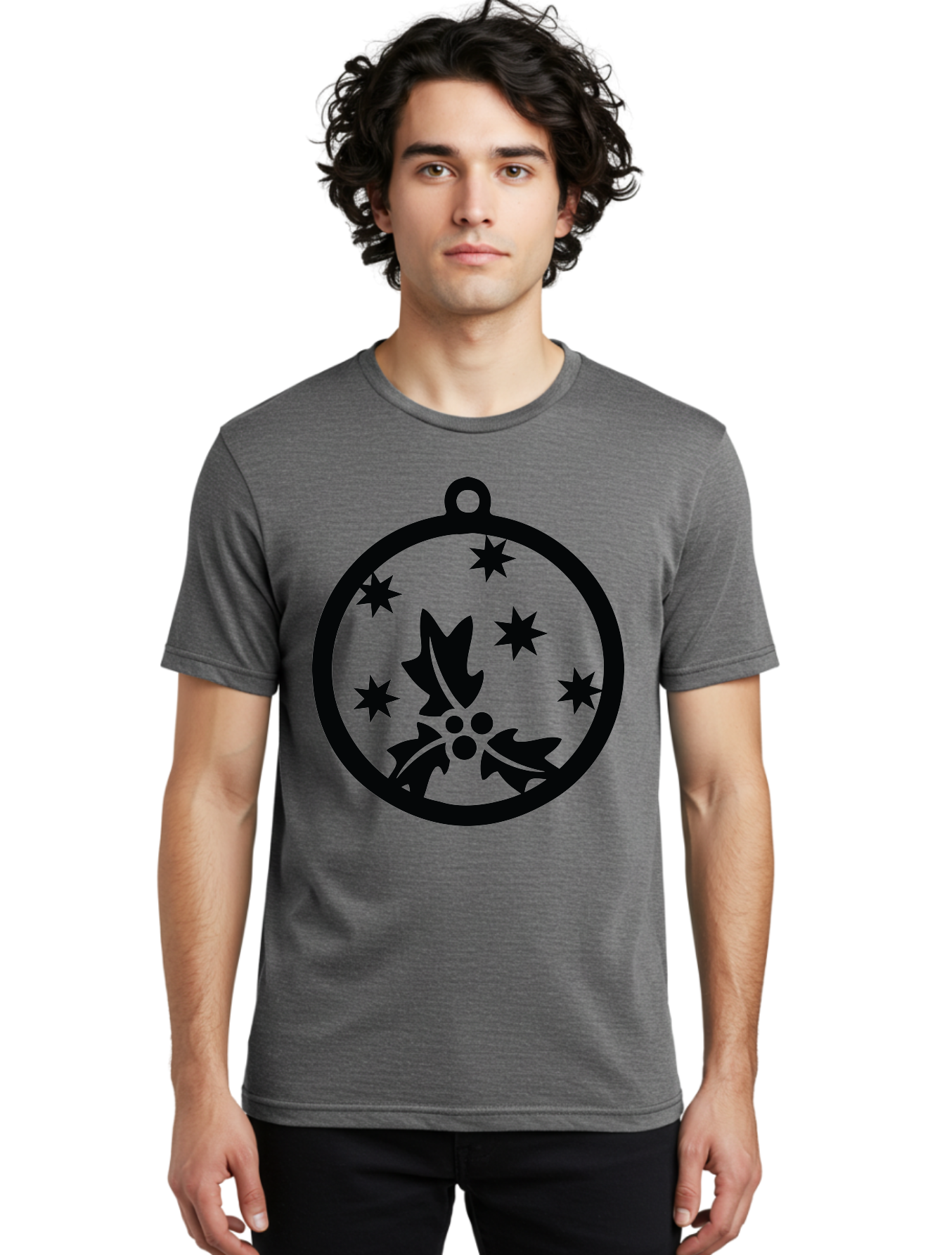 Christmas-Ornament Men'S Graphic Tee, 100% Cotton, Comfortable Casual Summer Wear, Machine Washable, Christmas Bauble, Holly Decoration, Festive Stars, Holiday Ornament, Seasonal Design, Winter Decor, Christmas Symbol Aac584 30