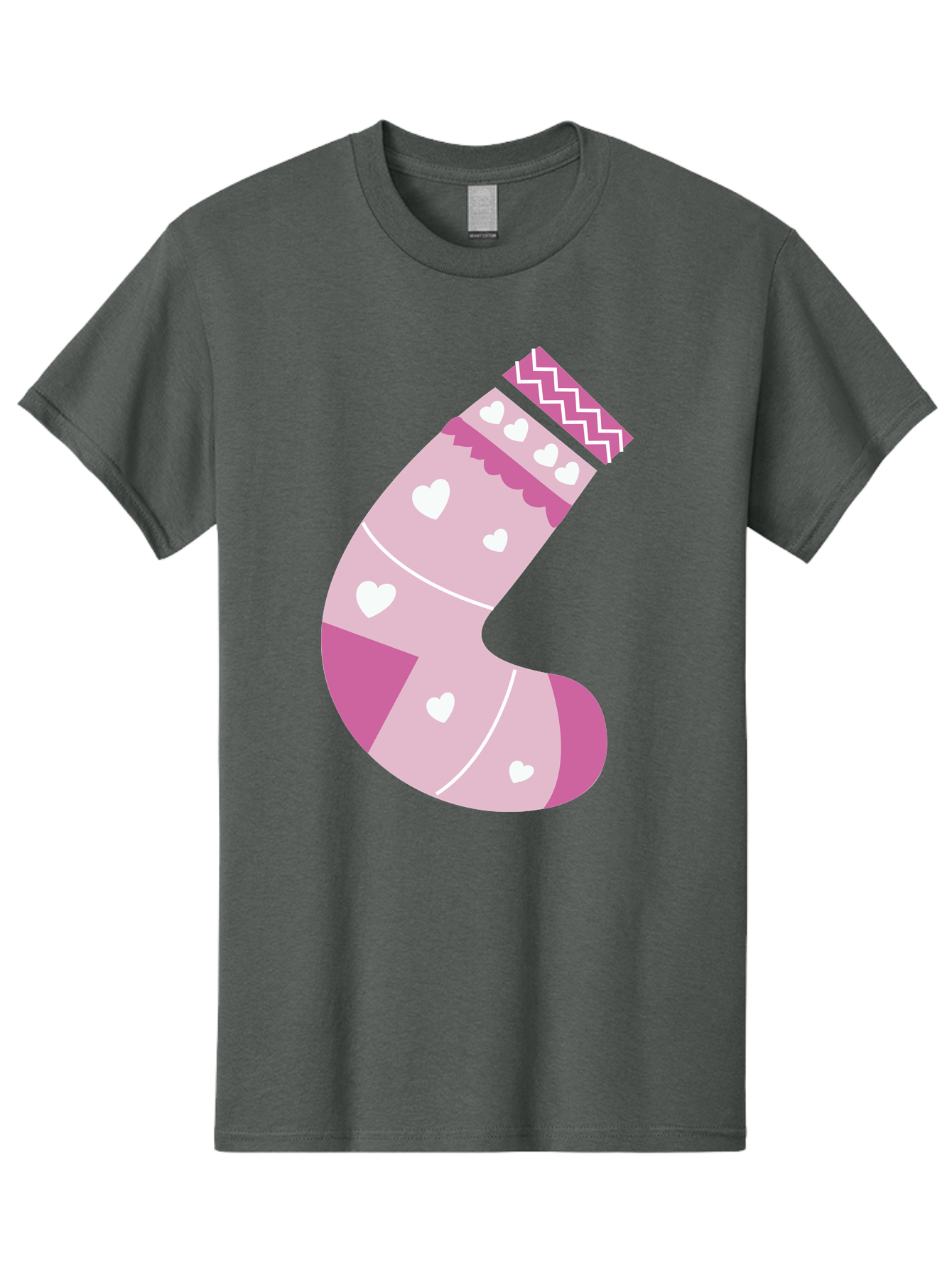 Christmas-Stocking-2 Men'S Graphic Tee, 100% Cotton, Comfortable Casual Summer Wear, Machine Washable, Christmas Stocking, Pink And White Colors, Heart Patterns, Festive Design, Holiday Decor, Christmas Theme, Seasonal Illustration Aac586 21