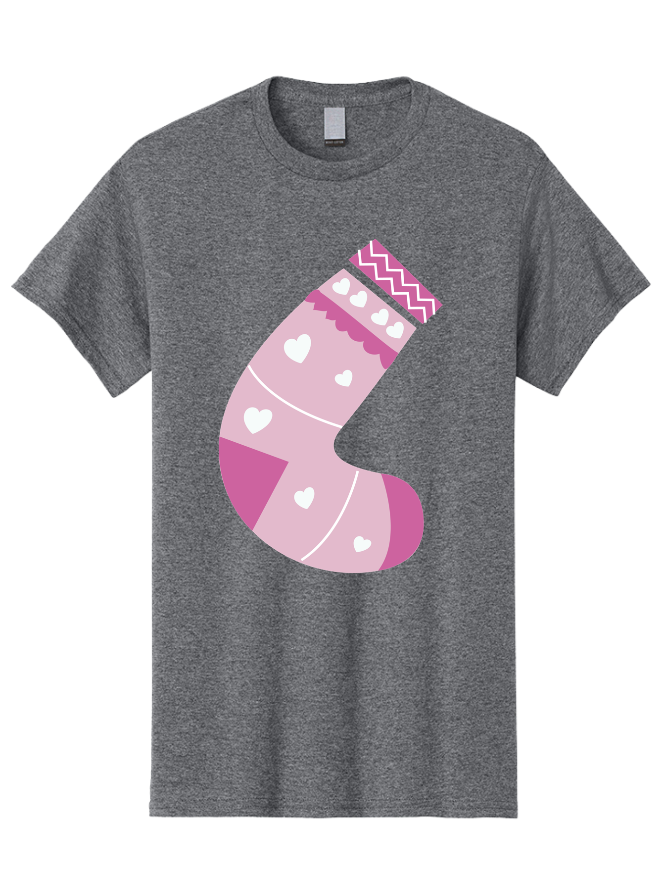 Christmas-Stocking-2 Men'S Graphic Tee, 100% Cotton, Comfortable Casual Summer Wear, Machine Washable, Christmas Stocking, Pink And White Colors, Heart Patterns, Festive Design, Holiday Decor, Christmas Theme, Seasonal Illustration Aac586 19