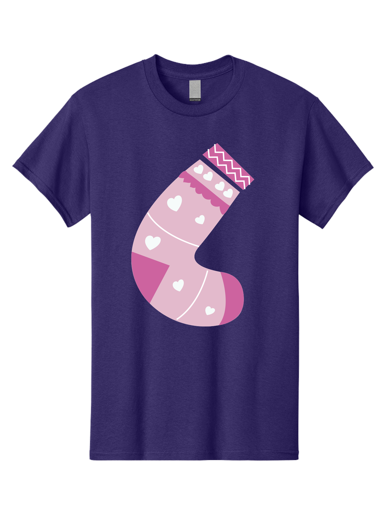 Christmas-Stocking-2 Men'S Graphic Tee, 100% Cotton, Comfortable Casual Summer Wear, Machine Washable, Christmas Stocking, Pink And White Colors, Heart Patterns, Festive Design, Holiday Decor, Christmas Theme, Seasonal Illustration Aac586 11