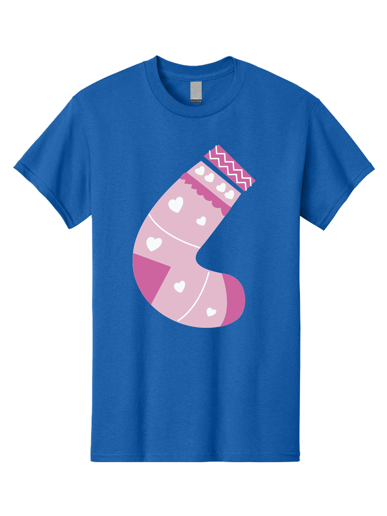 Christmas-Stocking-2 Men'S Graphic Tee, 100% Cotton, Comfortable Casual Summer Wear, Machine Washable, Christmas Stocking, Pink And White Colors, Heart Patterns, Festive Design, Holiday Decor, Christmas Theme, Seasonal Illustration Aac586 17