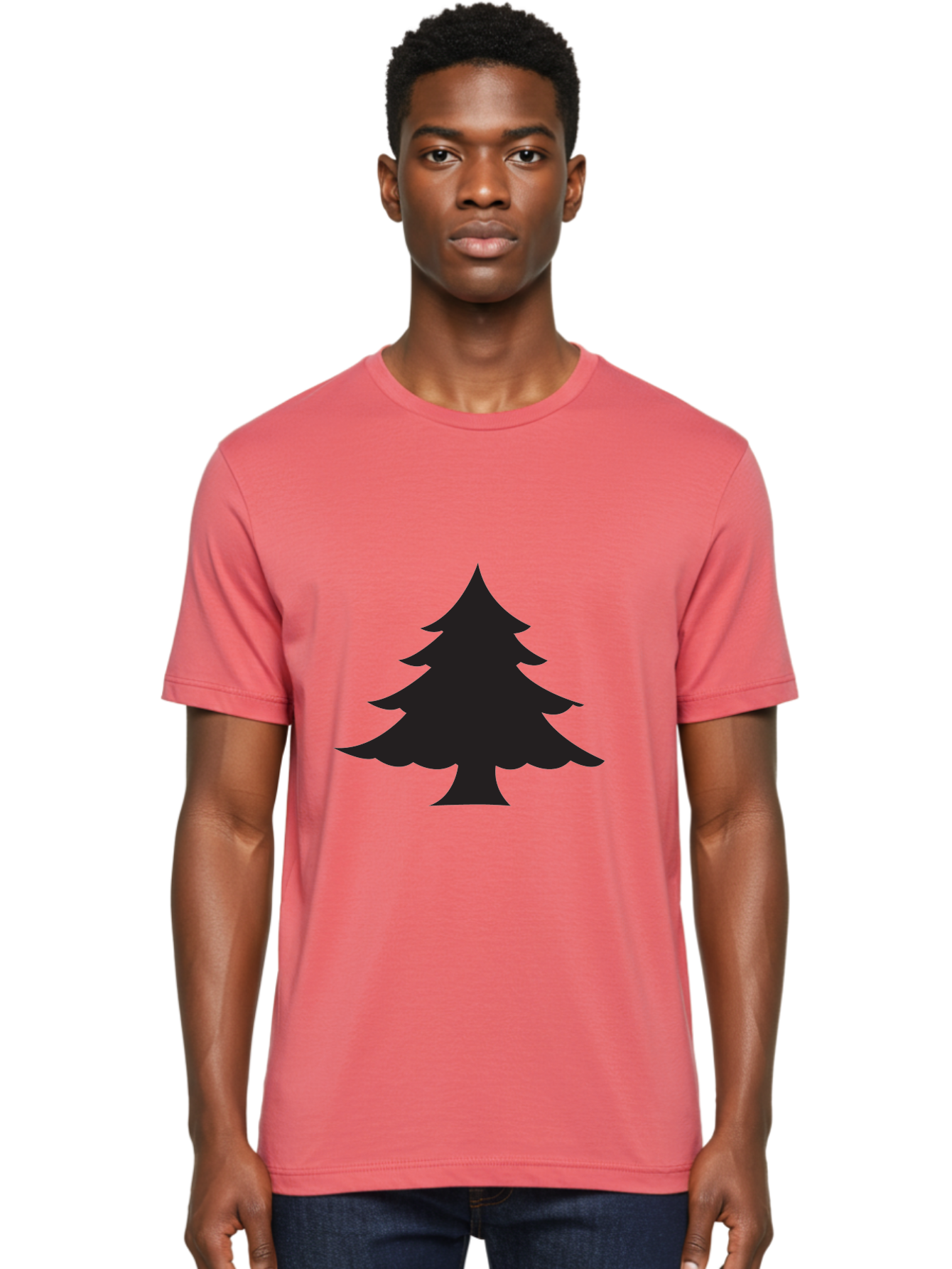 Christmas-Tree-2 Men'S Graphic Tee, 100% Cotton, Comfortable Casual Summer Wear, Machine Washable, Evergreen Tree, Pine Tree Silhouette, Simple Graphics, Minimalist Design, Nature Icon, Outdoor Symbol, Forest Representation, Tree Illustration Aac589 4