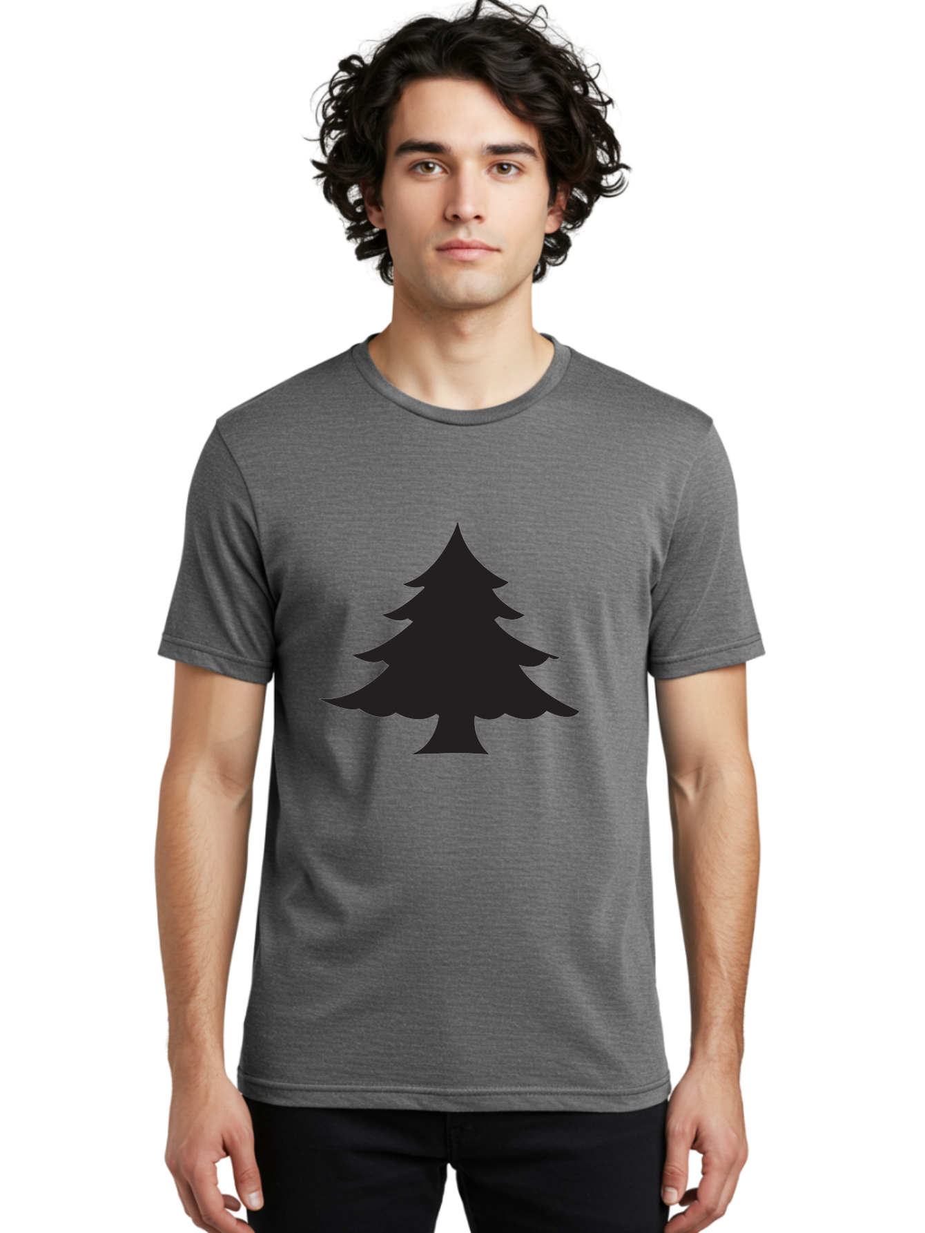 Christmas-Tree-2 Men'S Graphic Tee, 100% Cotton, Comfortable Casual Summer Wear, Machine Washable, Evergreen Tree, Pine Tree Silhouette, Simple Graphics, Minimalist Design, Nature Icon, Outdoor Symbol, Forest Representation, Tree Illustration Aac589 6