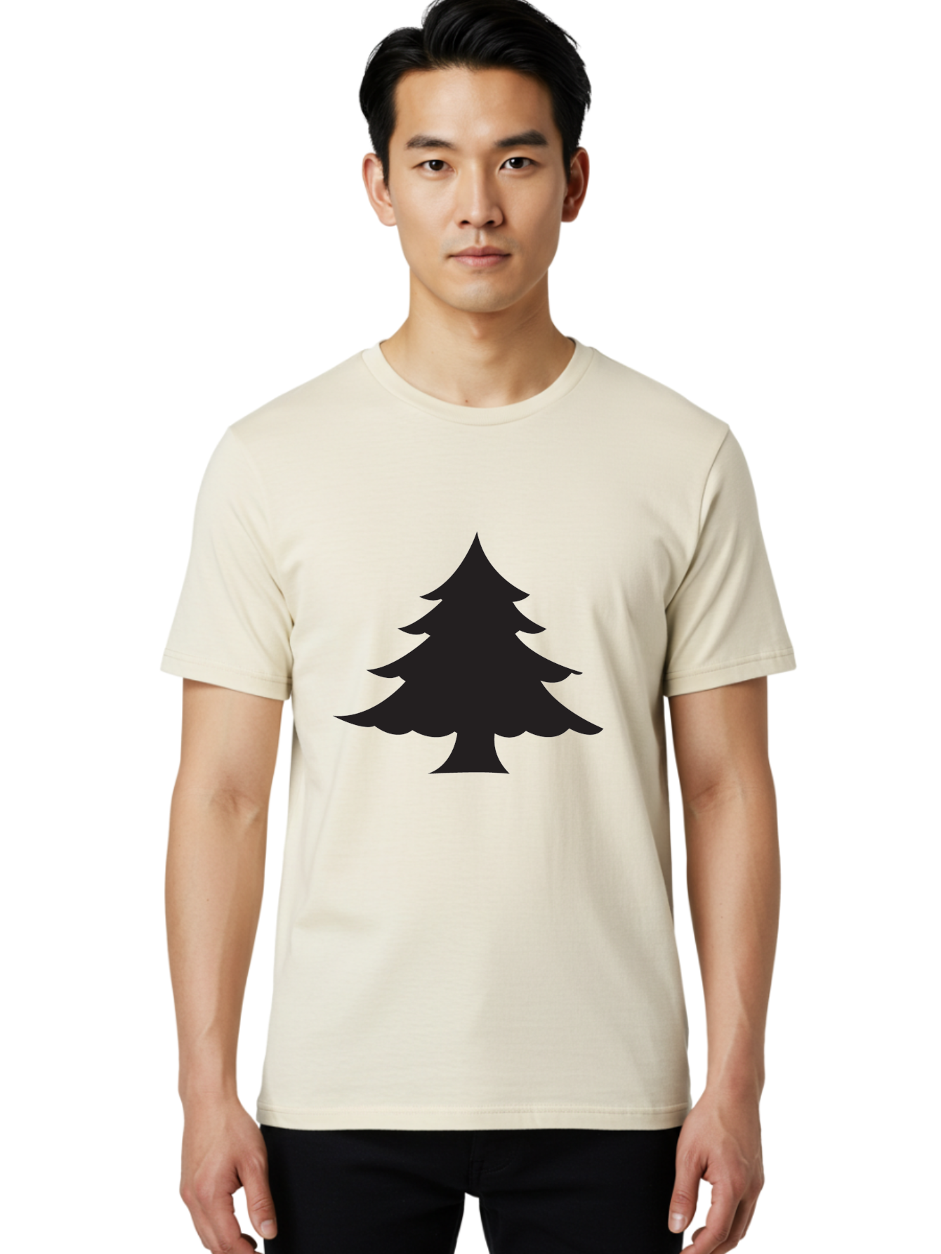 Christmas-Tree-2 Men'S Graphic Tee, 100% Cotton, Comfortable Casual Summer Wear, Machine Washable, Evergreen Tree, Pine Tree Silhouette, Simple Graphics, Minimalist Design, Nature Icon, Outdoor Symbol, Forest Representation, Tree Illustration Aac589 28
