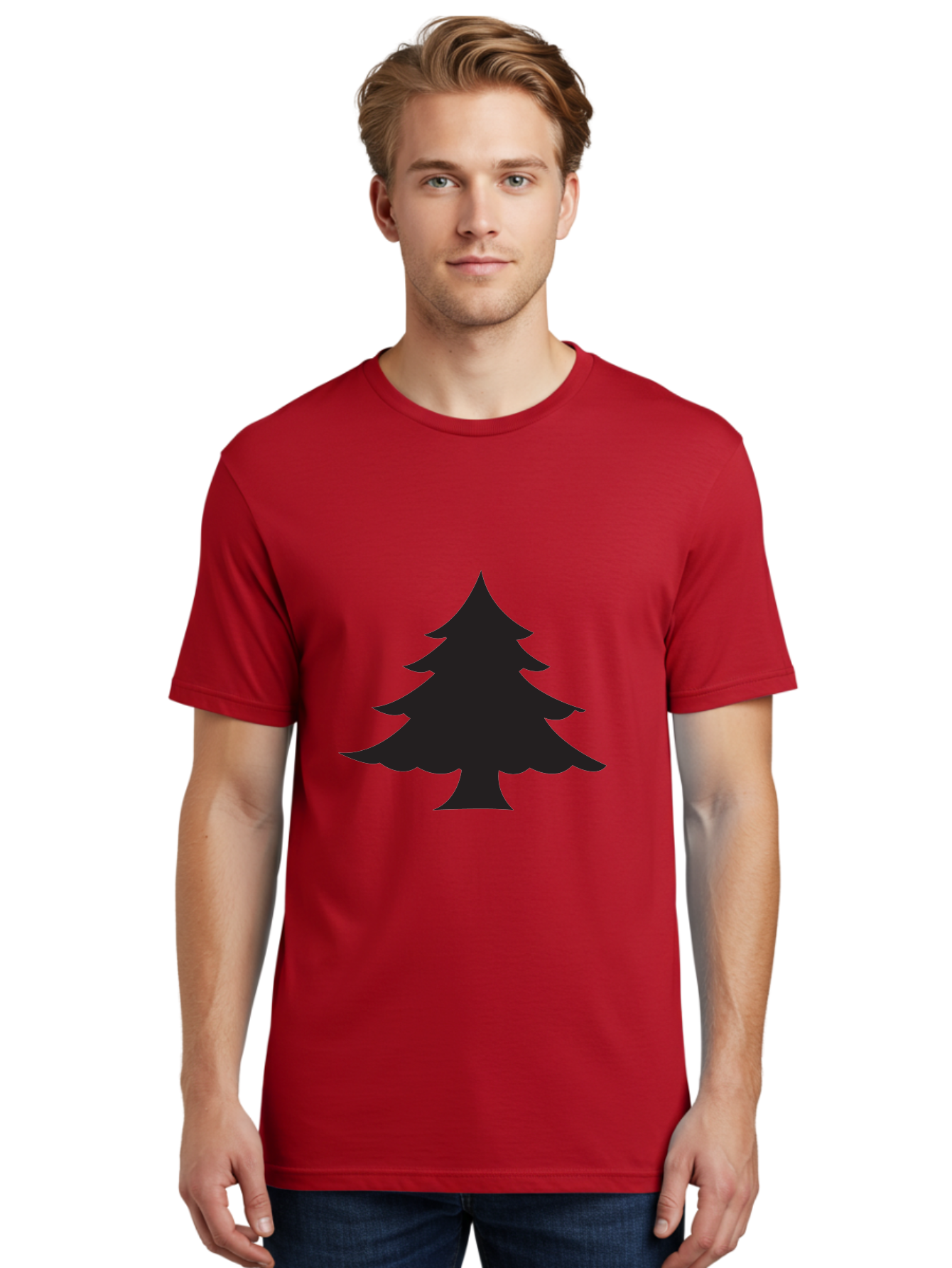 Christmas-Tree-2 Men'S Graphic Tee, 100% Cotton, Comfortable Casual Summer Wear, Machine Washable, Evergreen Tree, Pine Tree Silhouette, Simple Graphics, Minimalist Design, Nature Icon, Outdoor Symbol, Forest Representation, Tree Illustration Aac589 26