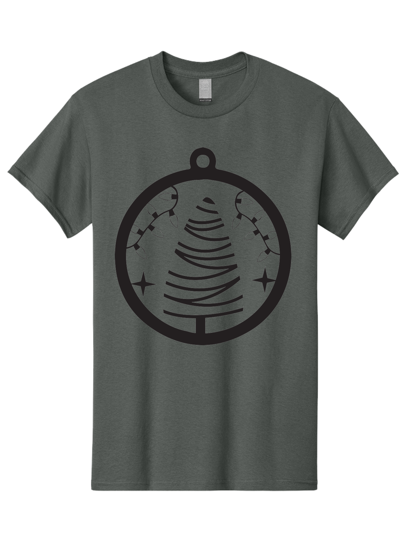 Christmas-Tree-Ornament-1 Men'S Graphic Tee, 100% Cotton, Comfortable Casual Summer Wear, Machine Washable, Christmas Tree, Holiday Decoration, Festive Lights, Stars, Winter Wonderland, Christmas Ornament, Black Silhouette, Festive Design Aac590 25