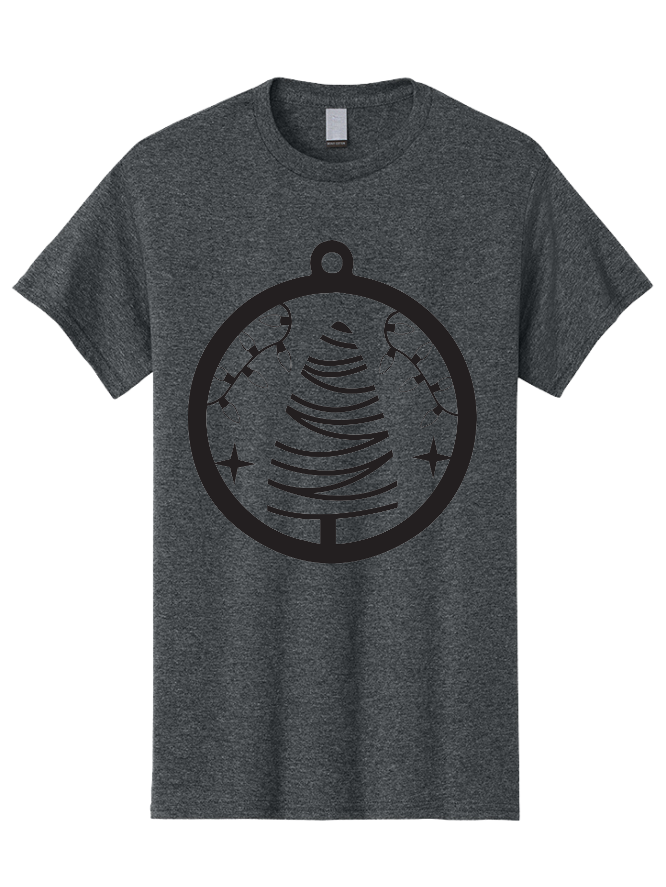 Christmas-Tree-Ornament-1 Men'S Graphic Tee, 100% Cotton, Comfortable Casual Summer Wear, Machine Washable, Christmas Tree, Holiday Decoration, Festive Lights, Stars, Winter Wonderland, Christmas Ornament, Black Silhouette, Festive Design Aac590 27