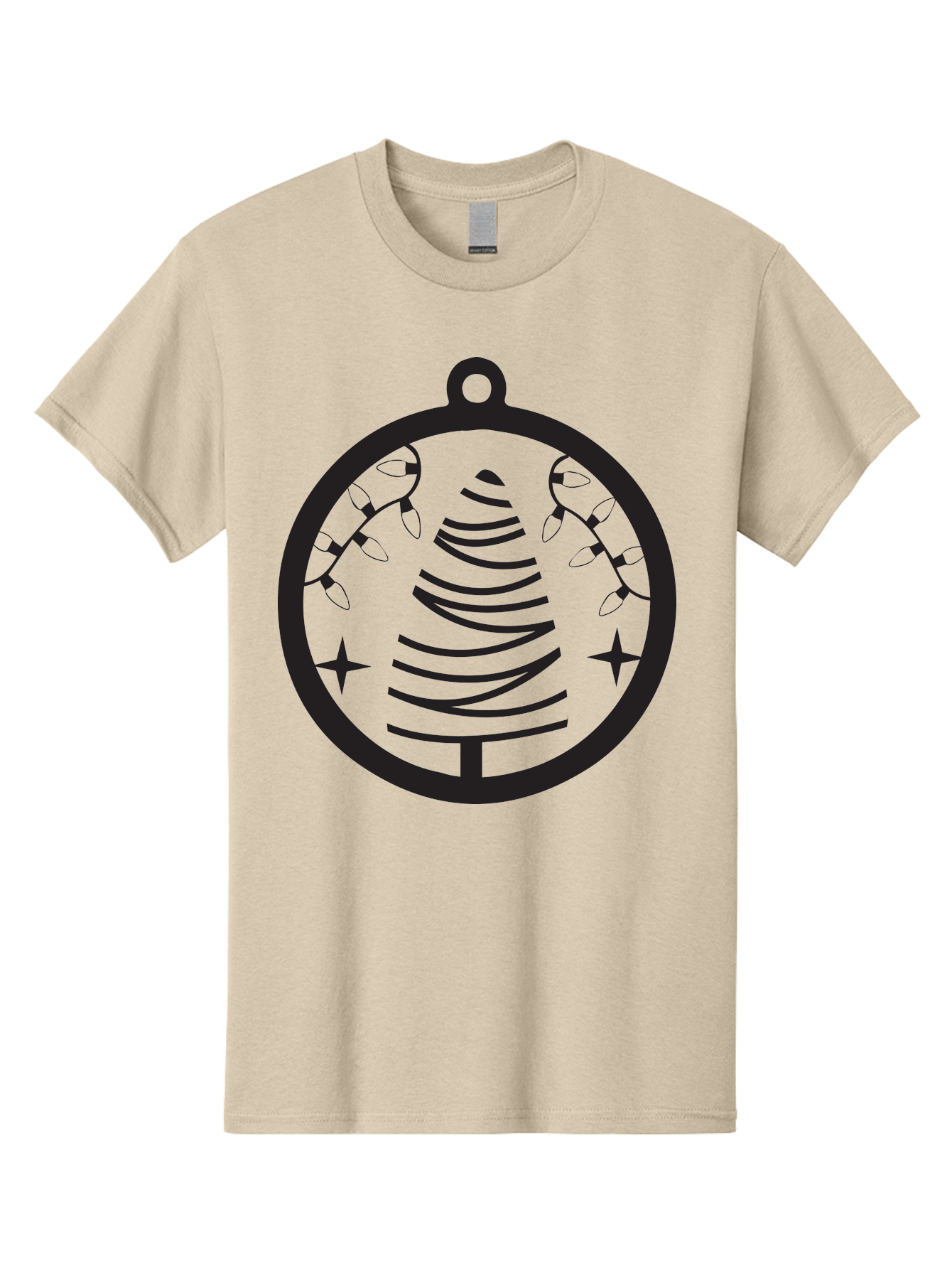 Christmas-Tree-Ornament-1 Men'S Graphic Tee, 100% Cotton, Comfortable Casual Summer Wear, Machine Washable, Christmas Tree, Holiday Decoration, Festive Lights, Stars, Winter Wonderland, Christmas Ornament, Black Silhouette, Festive Design Aac590 5