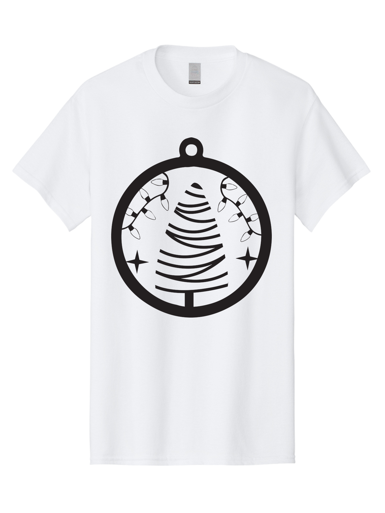 Christmas-Tree-Ornament-1 Men'S Graphic Tee, 100% Cotton, Comfortable Casual Summer Wear, Machine Washable, Christmas Tree, Holiday Decoration, Festive Lights, Stars, Winter Wonderland, Christmas Ornament, Black Silhouette, Festive Design Aac590 11