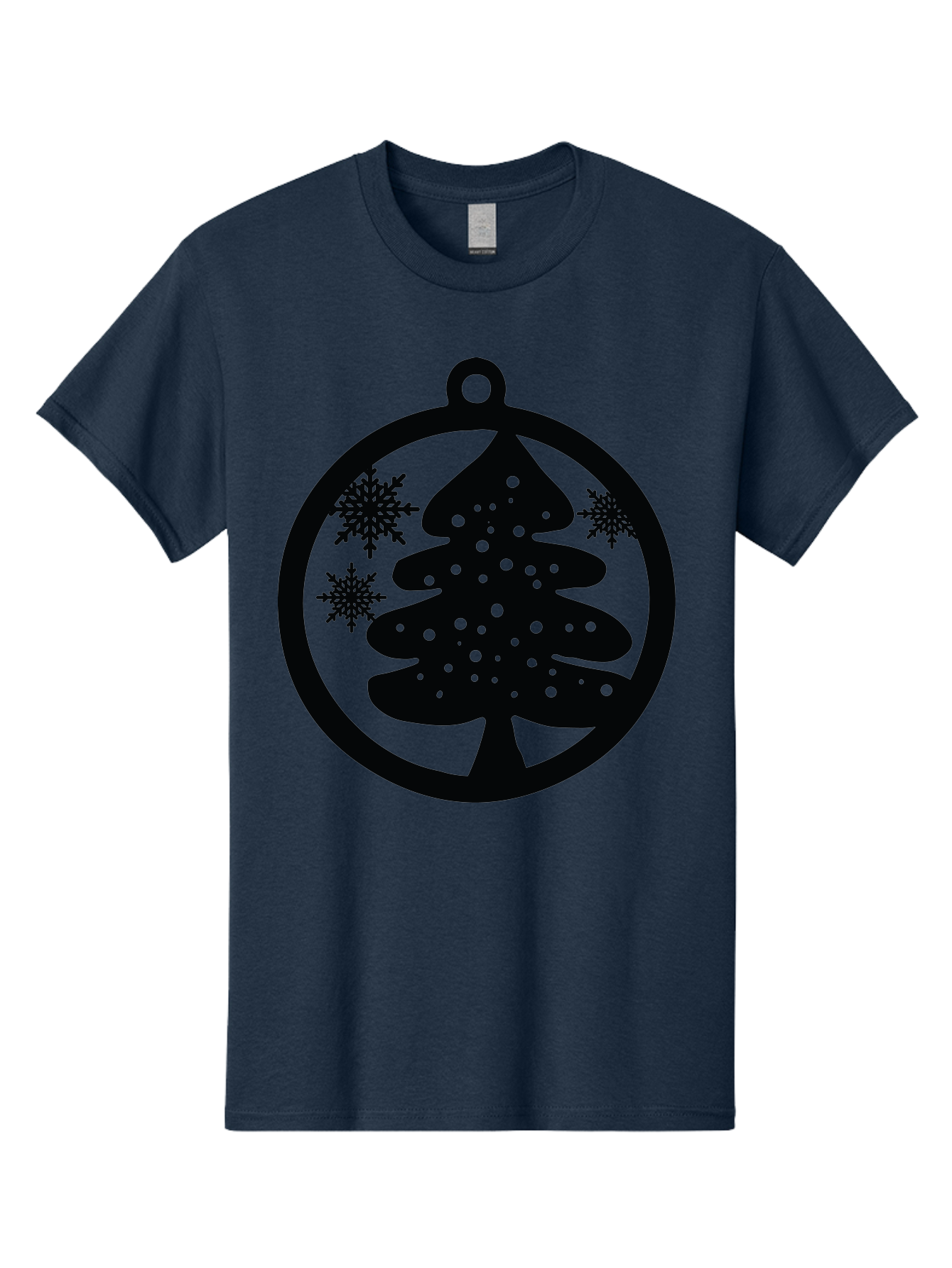 Christmas-Tree-Ornament Men'S Graphic Tee, 100% Cotton, Comfortable Casual Summer Wear, Machine Washable, Christmas Tree Silhouette, Snowflakes, Holiday Decoration, Festive Design, Winter Wonderland, Christmas Ornament, Bauble, Tree Bauble, Aac592 3