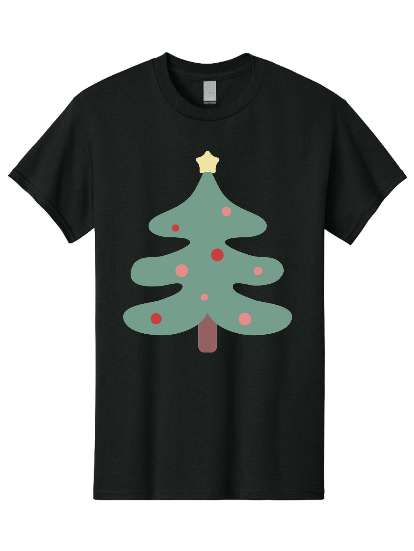Christmas-Tree Men'S Graphic Tee, 100% Cotton, Comfortable Casual Summer Wear, Machine Washable, Christmas Tree, Festive Decorations, Red Ornaments, Pink Baubles, Star Topper, Holiday Cheer, Winter Wonderland, Cartoon Style, Simple Design, Aac594 21