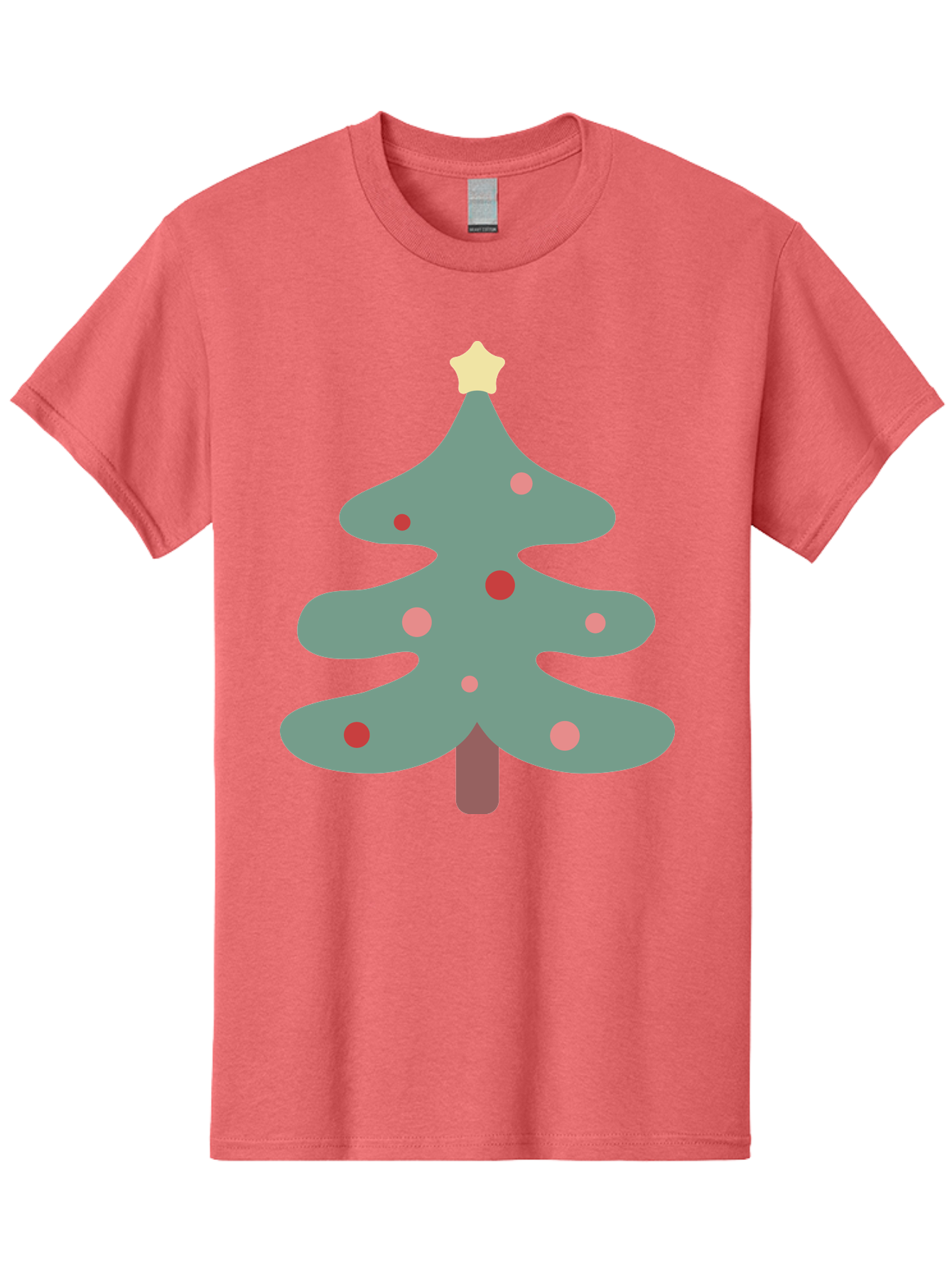 Christmas-Tree Men'S Graphic Tee, 100% Cotton, Comfortable Casual Summer Wear, Machine Washable, Christmas Tree, Festive Decorations, Red Ornaments, Pink Baubles, Star Topper, Holiday Cheer, Winter Wonderland, Cartoon Style, Simple Design, Aac594 29