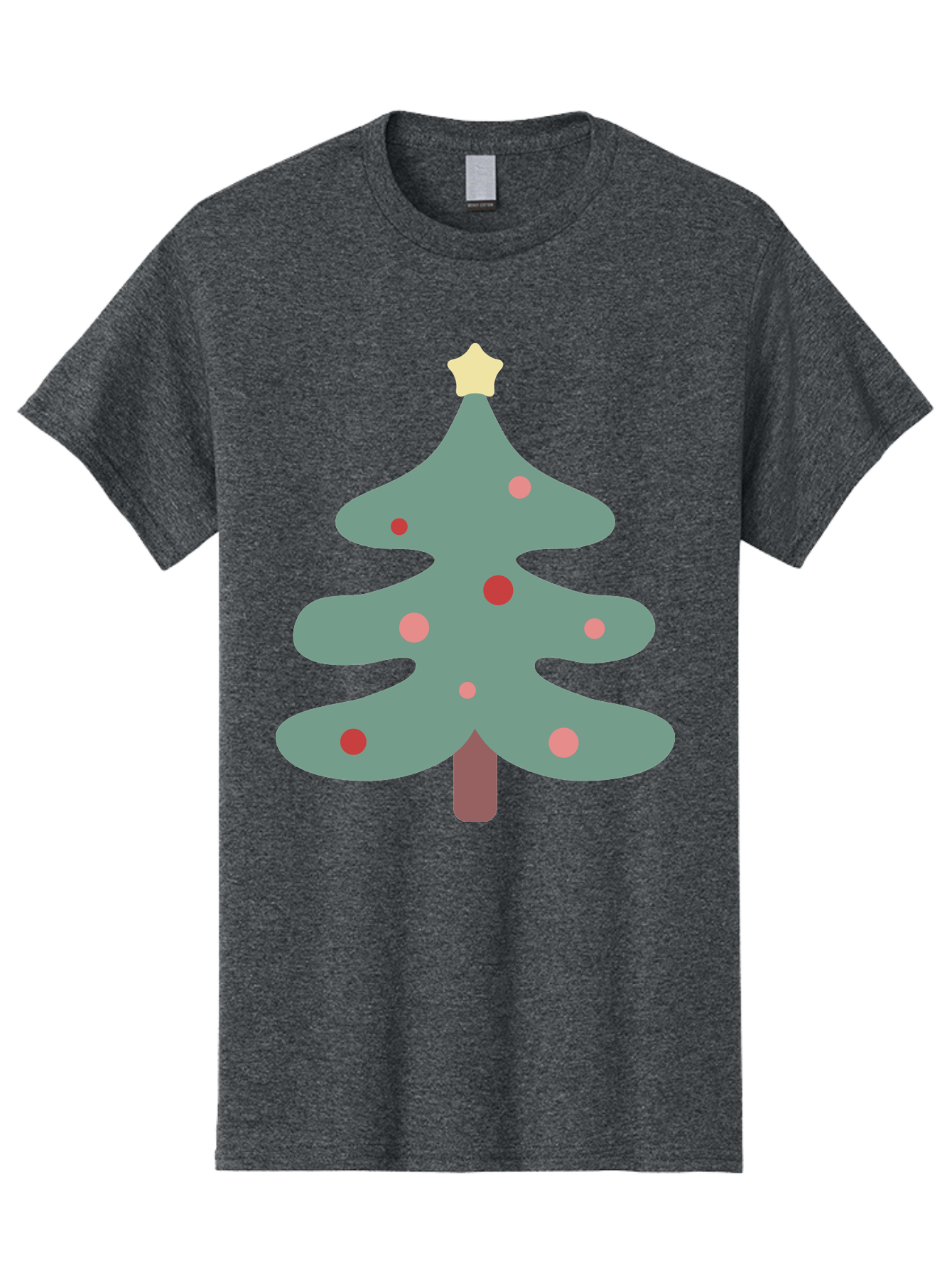Christmas-Tree Men'S Graphic Tee, 100% Cotton, Comfortable Casual Summer Wear, Machine Washable, Christmas Tree, Festive Decorations, Red Ornaments, Pink Baubles, Star Topper, Holiday Cheer, Winter Wonderland, Cartoon Style, Simple Design, Aac594 25
