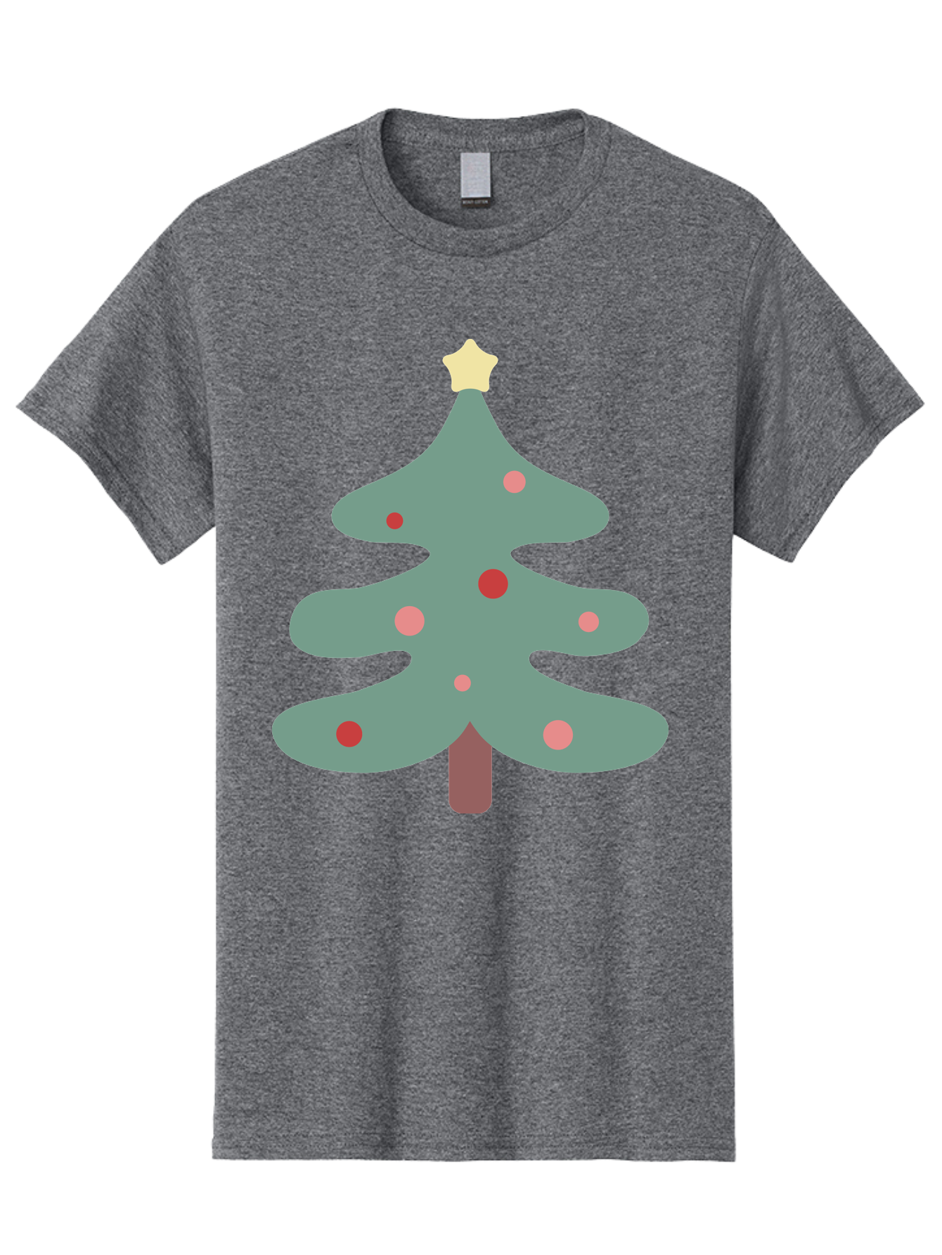 Christmas-Tree Men'S Graphic Tee, 100% Cotton, Comfortable Casual Summer Wear, Machine Washable, Christmas Tree, Festive Decorations, Red Ornaments, Pink Baubles, Star Topper, Holiday Cheer, Winter Wonderland, Cartoon Style, Simple Design, Aac594 1