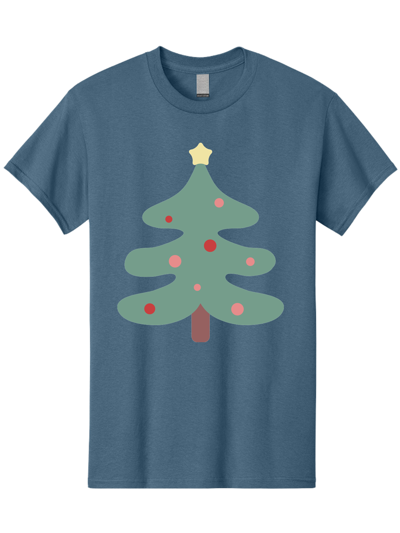 Christmas-Tree Men'S Graphic Tee, 100% Cotton, Comfortable Casual Summer Wear, Machine Washable, Christmas Tree, Festive Decorations, Red Ornaments, Pink Baubles, Star Topper, Holiday Cheer, Winter Wonderland, Cartoon Style, Simple Design, Aac594 11