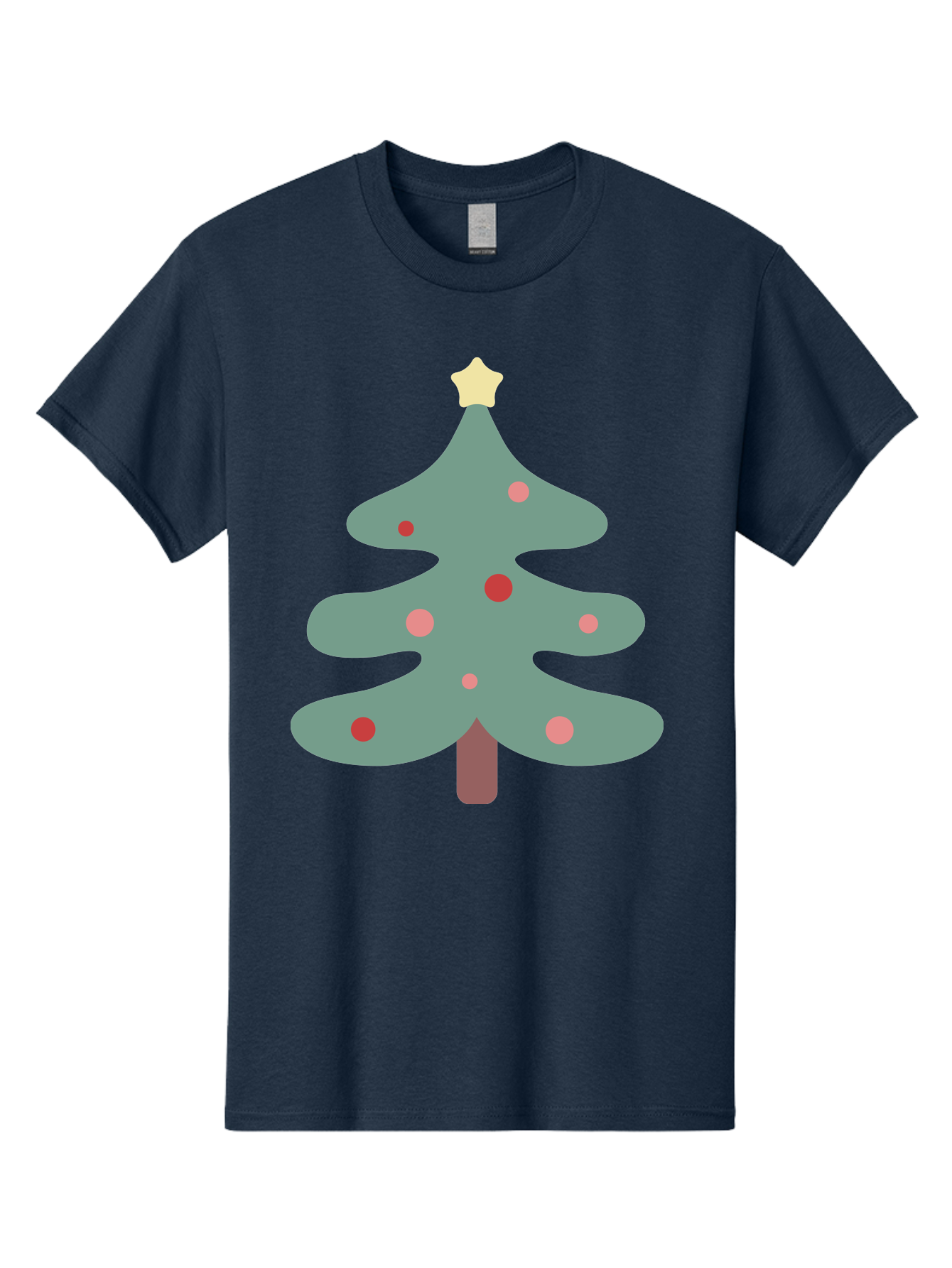 Christmas-Tree Men'S Graphic Tee, 100% Cotton, Comfortable Casual Summer Wear, Machine Washable, Christmas Tree, Festive Decorations, Red Ornaments, Pink Baubles, Star Topper, Holiday Cheer, Winter Wonderland, Cartoon Style, Simple Design, Aac594 13