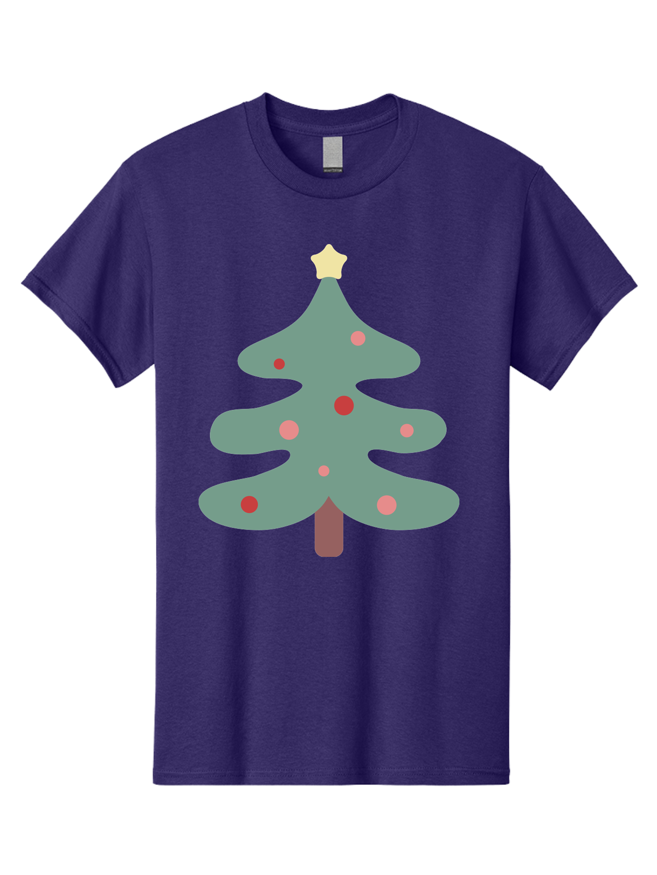 Christmas-Tree Men'S Graphic Tee, 100% Cotton, Comfortable Casual Summer Wear, Machine Washable, Christmas Tree, Festive Decorations, Red Ornaments, Pink Baubles, Star Topper, Holiday Cheer, Winter Wonderland, Cartoon Style, Simple Design, Aac594 15