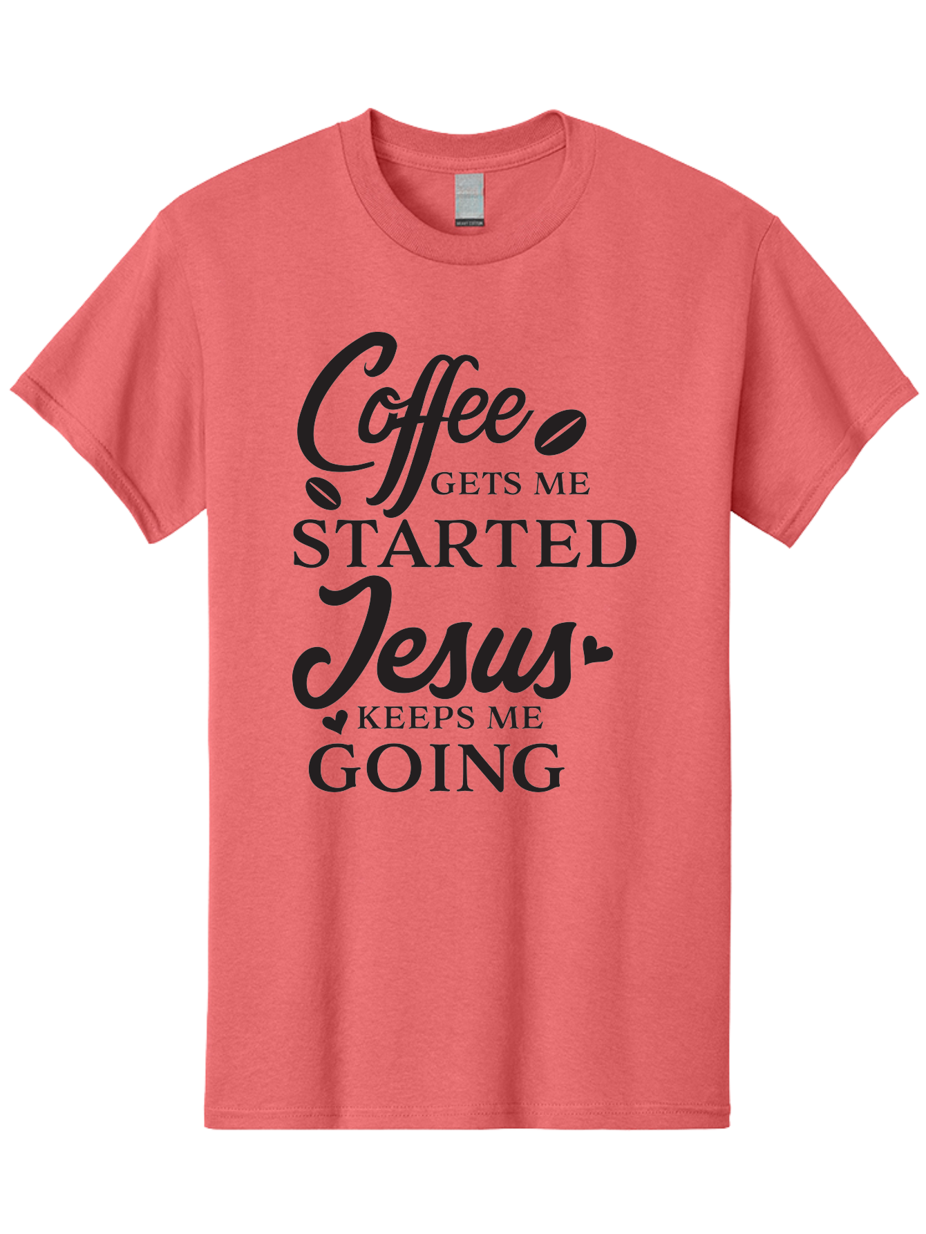 Coffee-Gets-Me-Started-Jesus-Keeps-Me-Going Men'S Graphic Tee, 100% Cotton, Comfortable Casual Summer Wear, Machine Washable, Coffee Quote, Inspirational Quote, Faith And Coffee, Motivational Saying, Christian Quote, Coffee Lover, Jesus Quote, Aac600 7