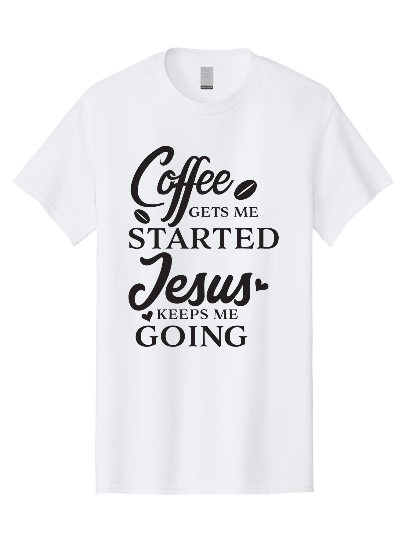 Coffee-Gets-Me-Started-Jesus-Keeps-Me-Going Men'S Graphic Tee, 100% Cotton, Comfortable Casual Summer Wear, Machine Washable, Coffee Quote, Inspirational Quote, Faith And Coffee, Motivational Saying, Christian Quote, Coffee Lover, Jesus Quote, Aac600 3