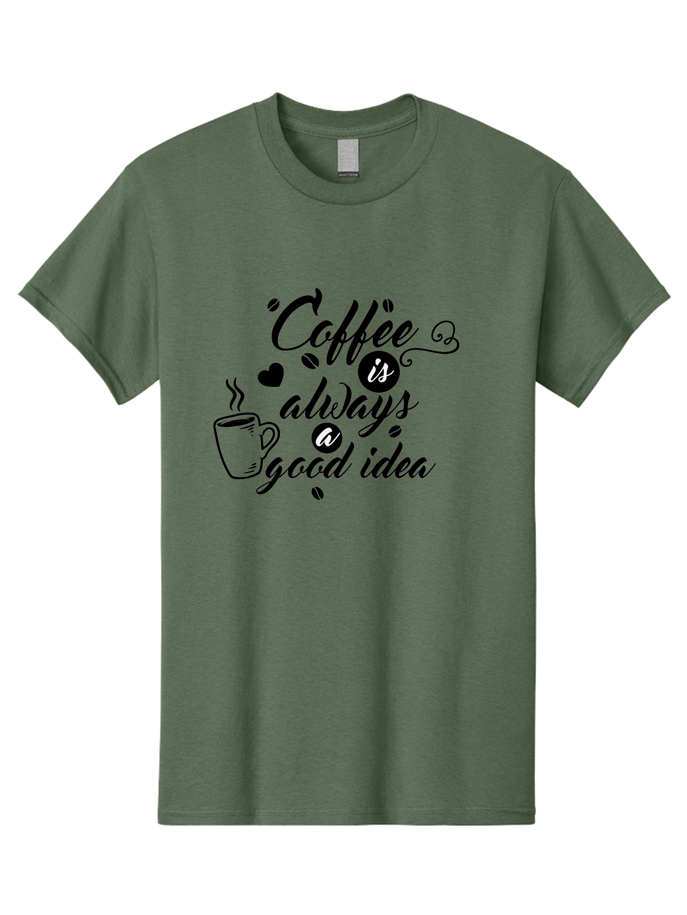 Coffee-Is-Always-Good-Idea Men'S Graphic Tee, 100% Cotton, Comfortable Casual Summer Wear, Machine Washable, Coffee Quote, Coffee Art, Coffee Lover, Steaming Cup, Heart Shape, Coffee Beans, Morning Motivation, Coffee Culture, Aac601 9