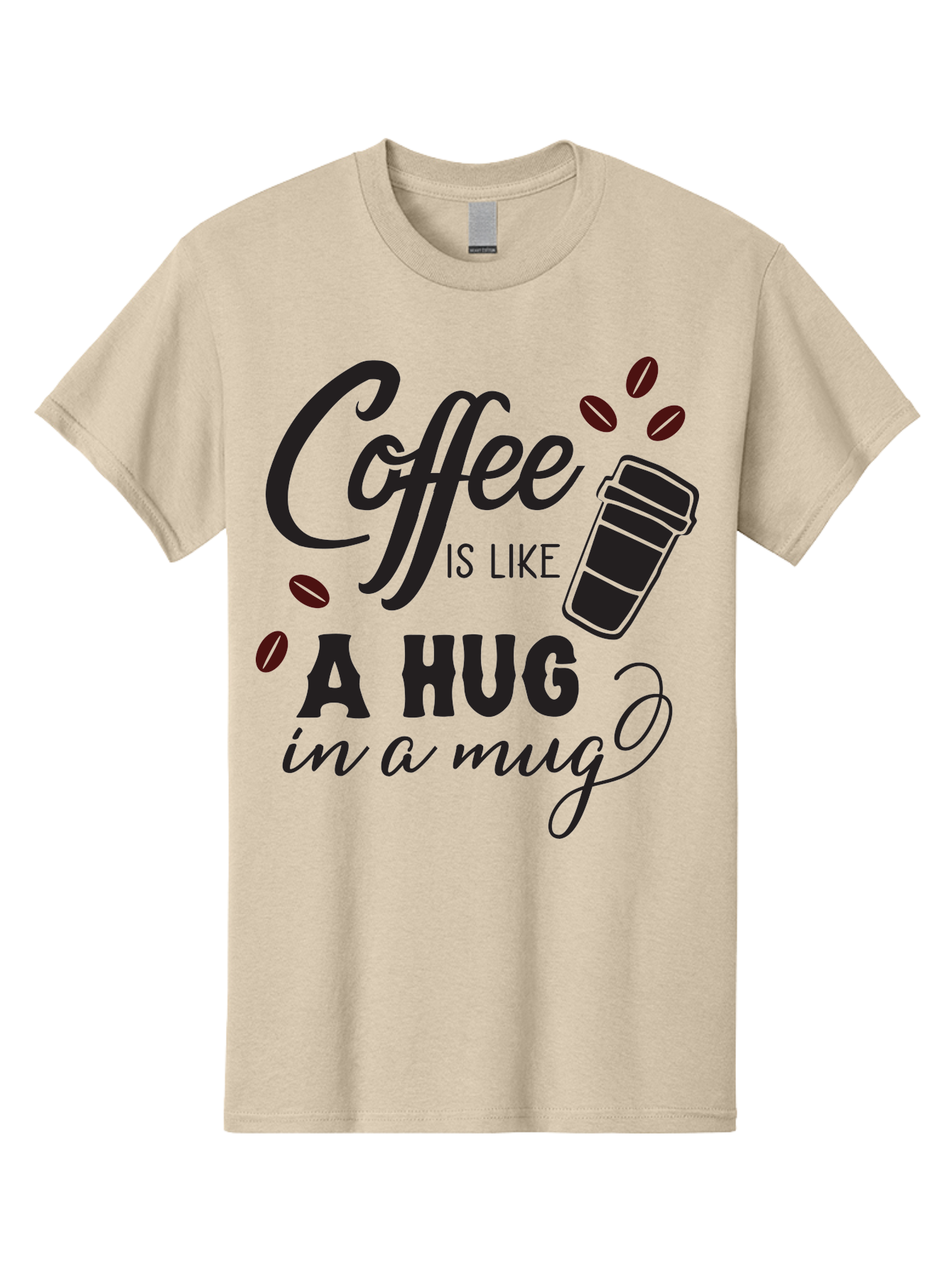 Coffee-Is-Like-A-Hug-In-A-Mug Men'S Graphic Tee, 100% Cotton, Comfortable Casual Summer Wear, Machine Washable, Coffee Quote, Coffee Love, Coffee Lover, Coffee In A Mug, Coffee Is Life, Coffee Is Like A Hug Aac602 3