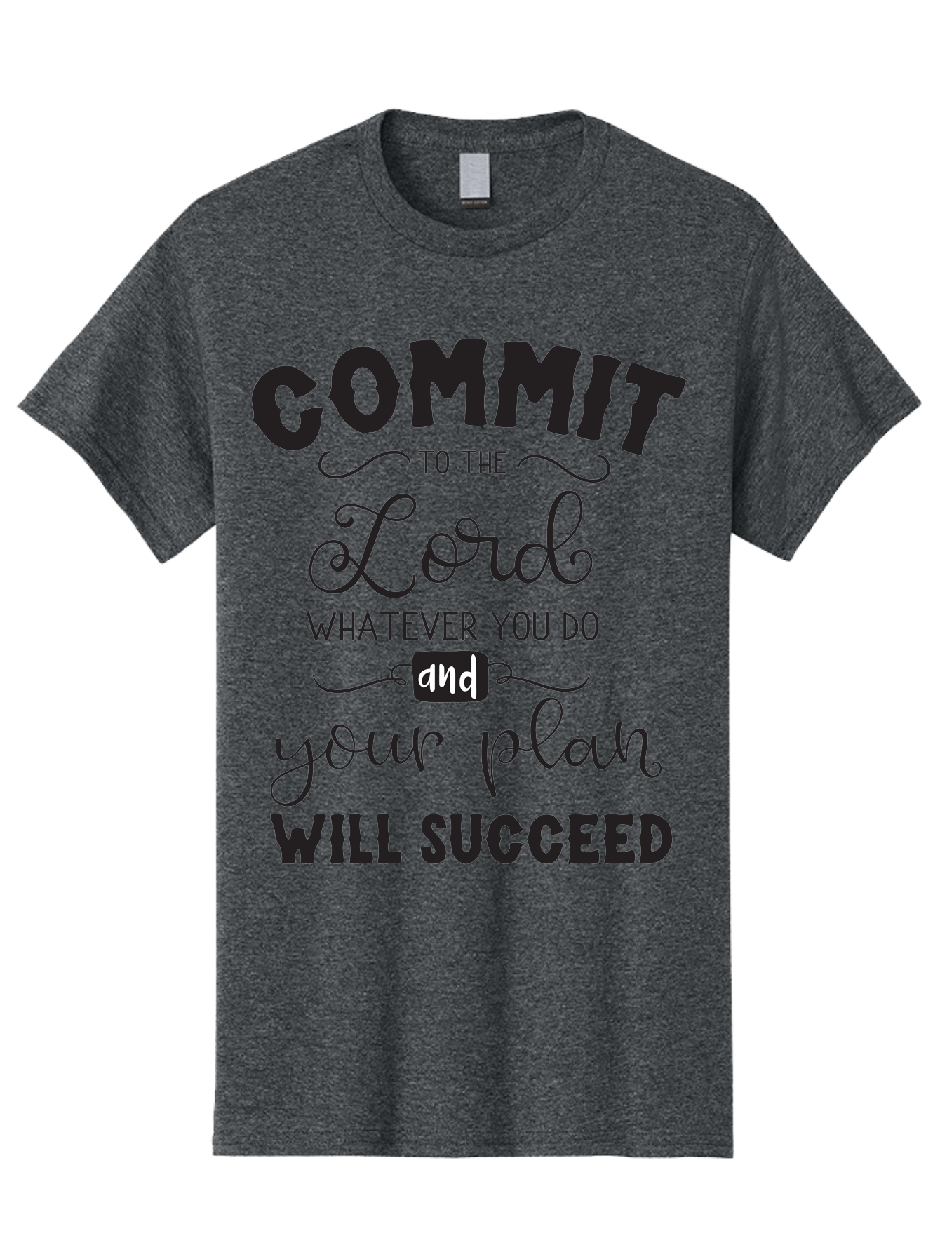 Commit-To-The-Lord Men'S Graphic Tee, 100% Cotton, Comfortable Casual Summer Wear, Machine Washable, Inspirational Quote, Motivational Message, Christian Faith, Success Mantra, Spiritual Guidance, Positive Affirmation, Faith And Success Aac606 19