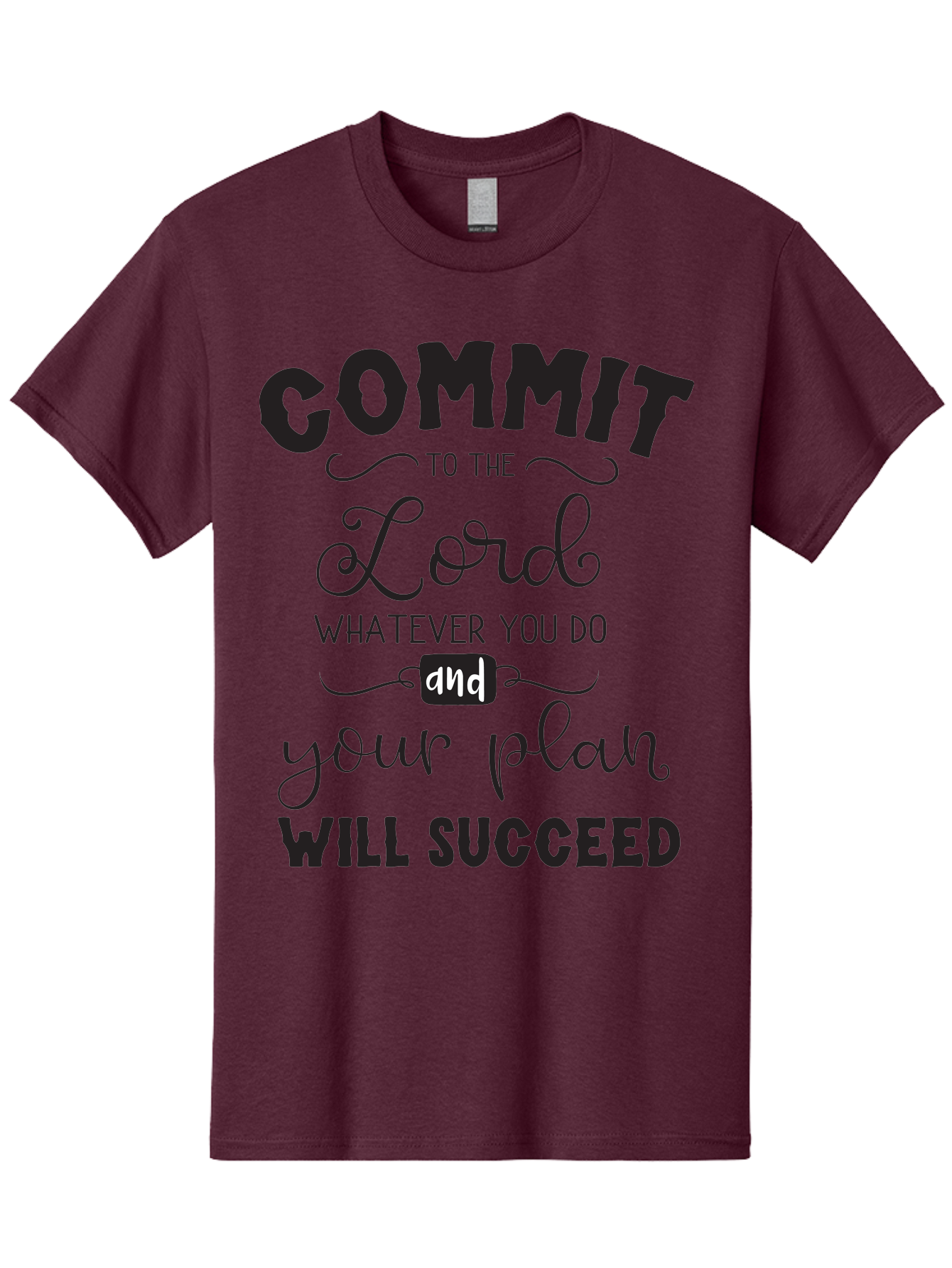 Commit-To-The-Lord Men'S Graphic Tee, 100% Cotton, Comfortable Casual Summer Wear, Machine Washable, Inspirational Quote, Motivational Message, Christian Faith, Success Mantra, Spiritual Guidance, Positive Affirmation, Faith And Success Aac606 15