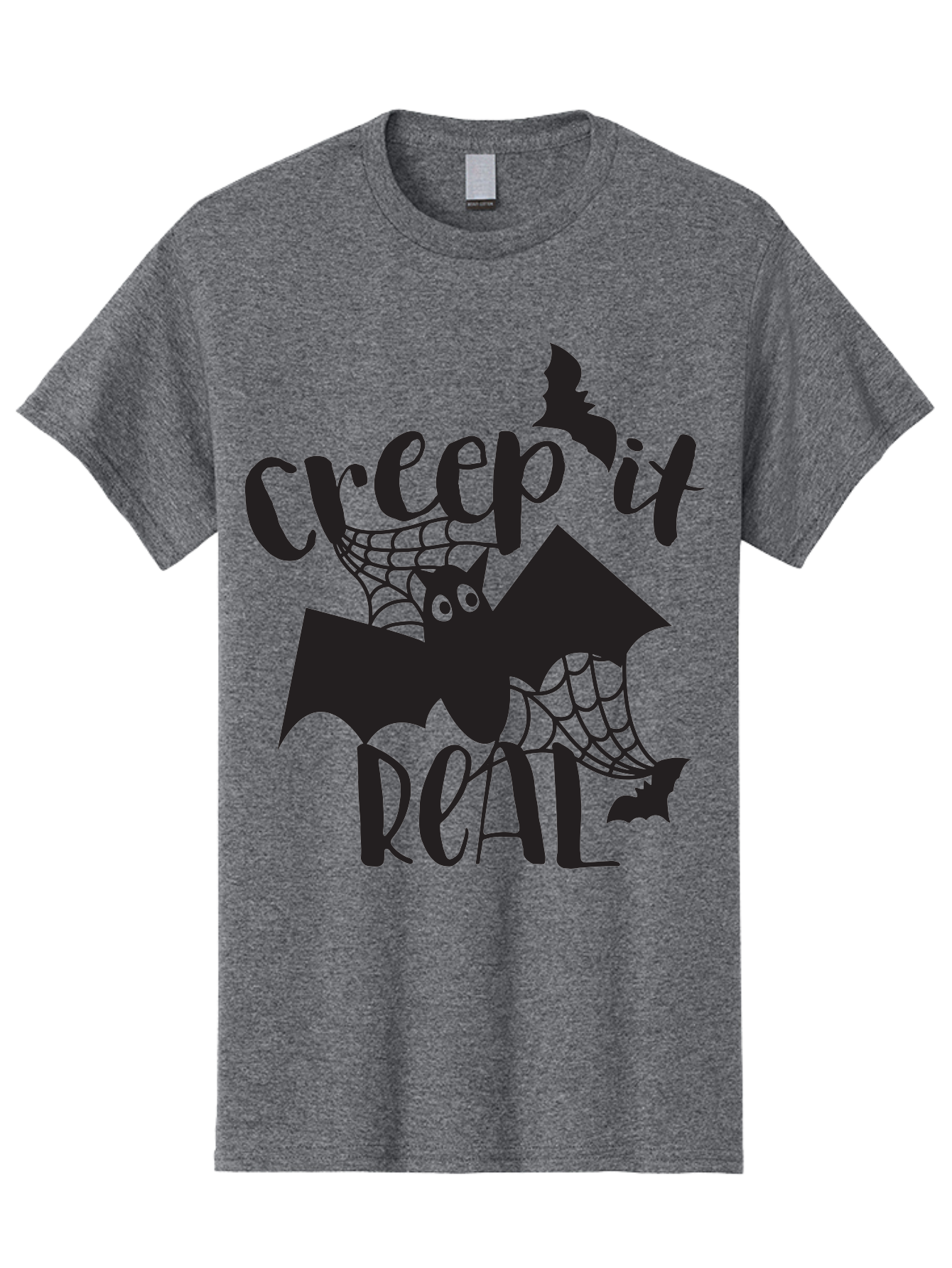 Creep-It-Real Men'S Graphic Tee, 100% Cotton, Comfortable Casual Summer Wear, Machine Washable, Halloween Graphics, Halloween Design, Creepy Bat, Spider Web, Halloween Theme, Spooky Atmosphere, Halloween Decoration, Creepy Eyes Aac614 5