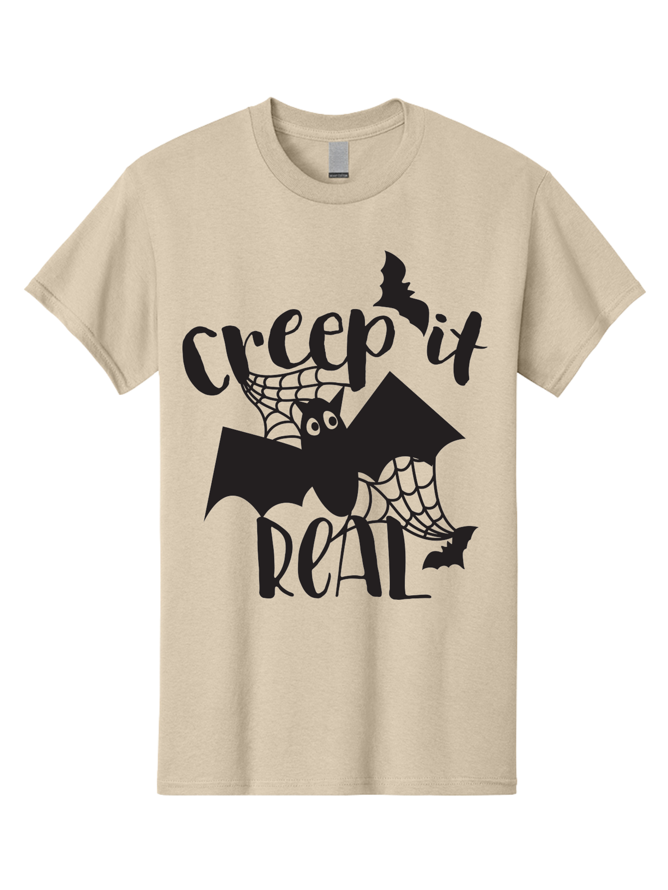 Creep-It-Real Men'S Graphic Tee, 100% Cotton, Comfortable Casual Summer Wear, Machine Washable, Halloween Graphics, Halloween Design, Creepy Bat, Spider Web, Halloween Theme, Spooky Atmosphere, Halloween Decoration, Creepy Eyes Aac614 1