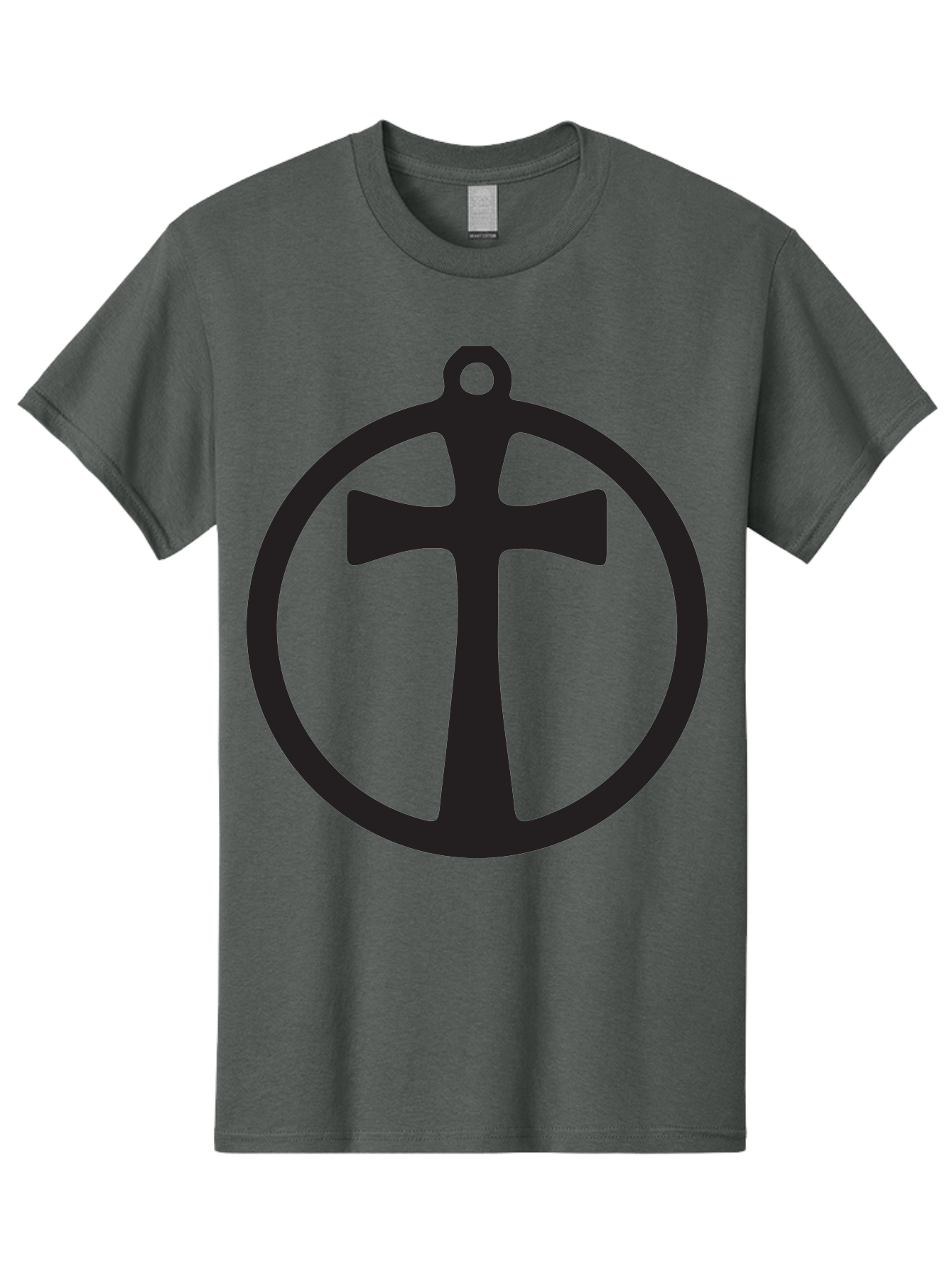 Cross-In-Circle Men'S Graphic Tee, 100% Cotton, Comfortable Casual Summer Wear, Machine Washable, Cross In Circle, Pendant Design, Christian Symbol, Faith Jewelry, Minimalist Pendant, Simple Cross Design, Religious Icon Aac615 7