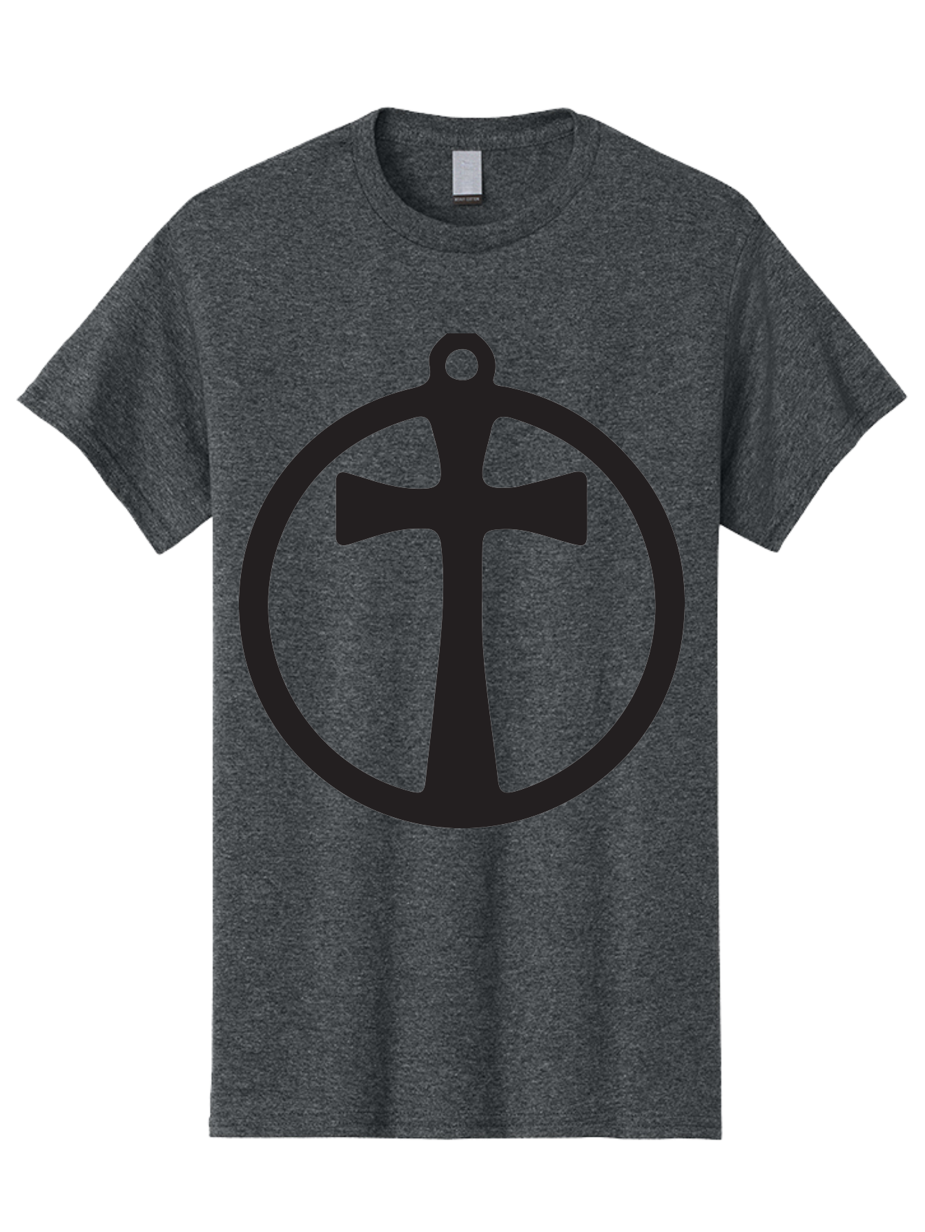 Cross-In-Circle Men'S Graphic Tee, 100% Cotton, Comfortable Casual Summer Wear, Machine Washable, Cross In Circle, Pendant Design, Christian Symbol, Faith Jewelry, Minimalist Pendant, Simple Cross Design, Religious Icon Aac615 25