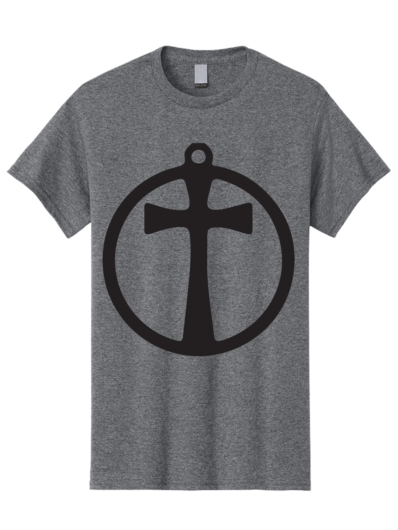 Cross-In-Circle Men'S Graphic Tee, 100% Cotton, Comfortable Casual Summer Wear, Machine Washable, Cross In Circle, Pendant Design, Christian Symbol, Faith Jewelry, Minimalist Pendant, Simple Cross Design, Religious Icon Aac615 13